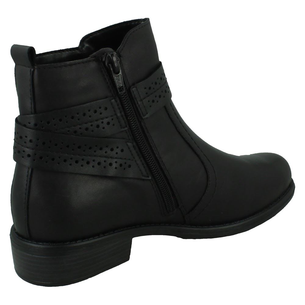 Ladies Remonte Zip Up Leather Buckle Detail Fleece Lined Ankle Boots D0F81 - Picture 6 of 19