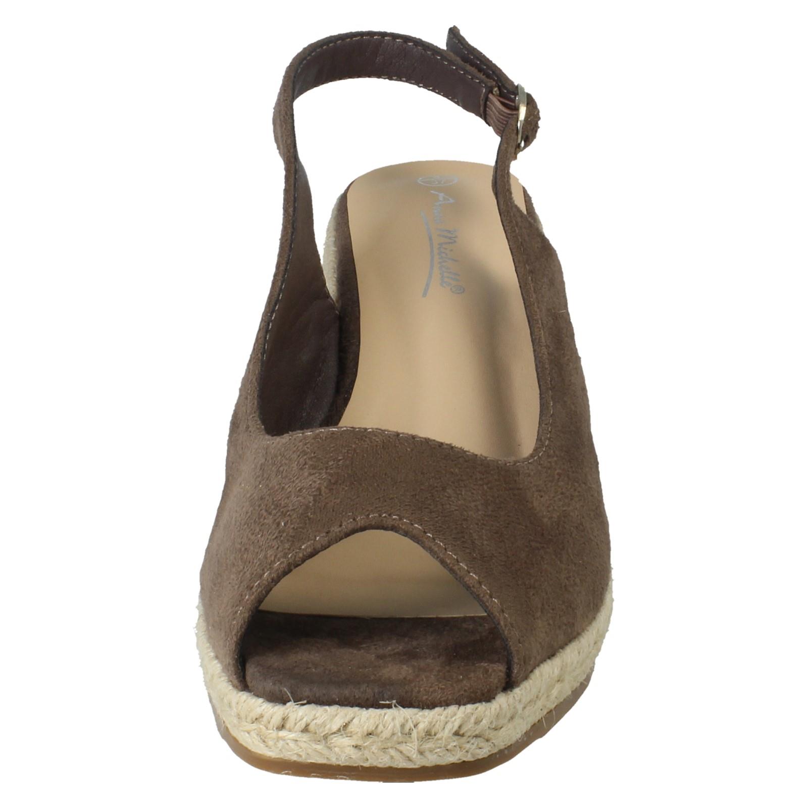 Ladies Anne Michelle Microfibre Wedge Heel Squared Toe Sandals 'F2R306' - Picture 27 of 28