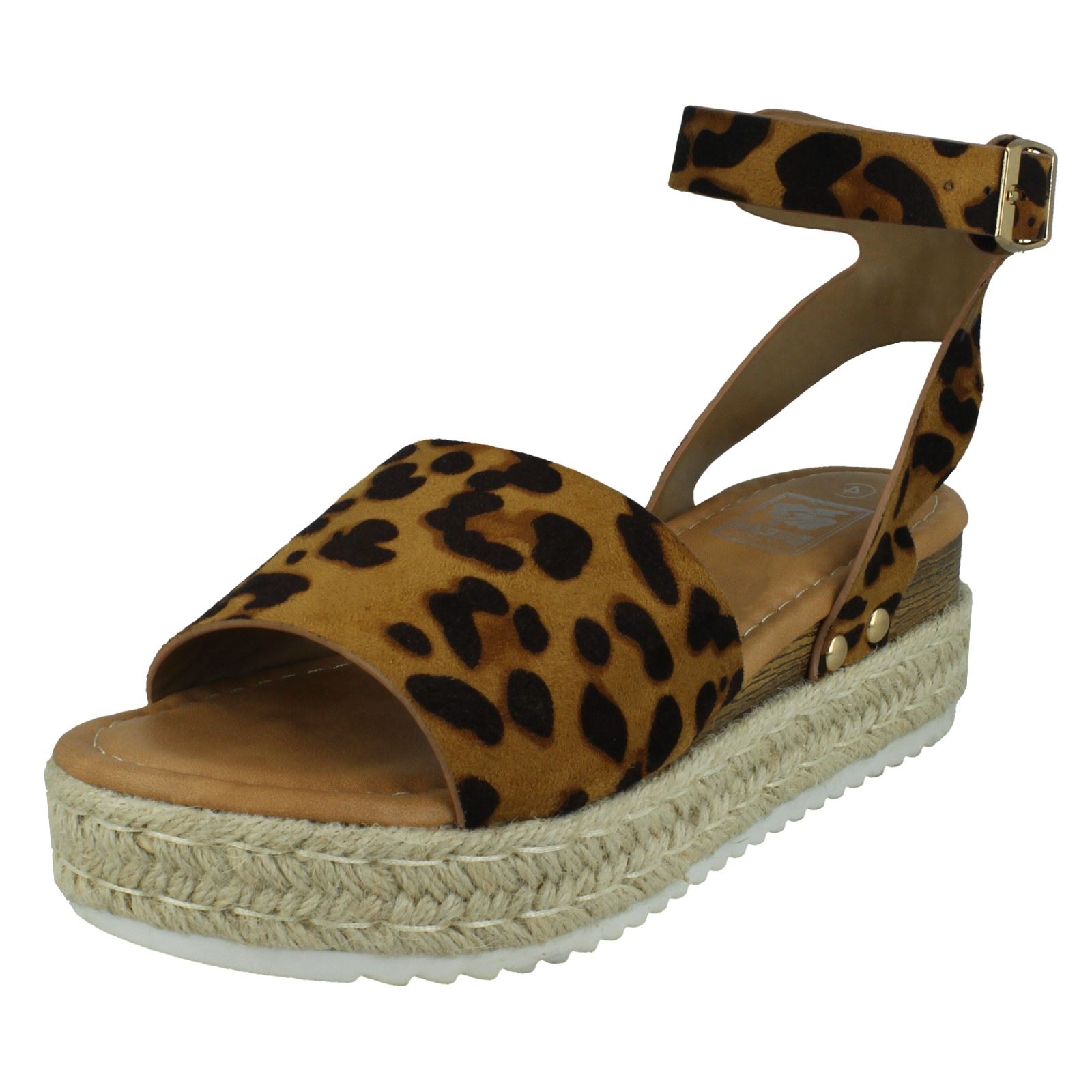 Down To Earth Ladies Flatform Ankle Strap Sandals - Picture 11 of 19