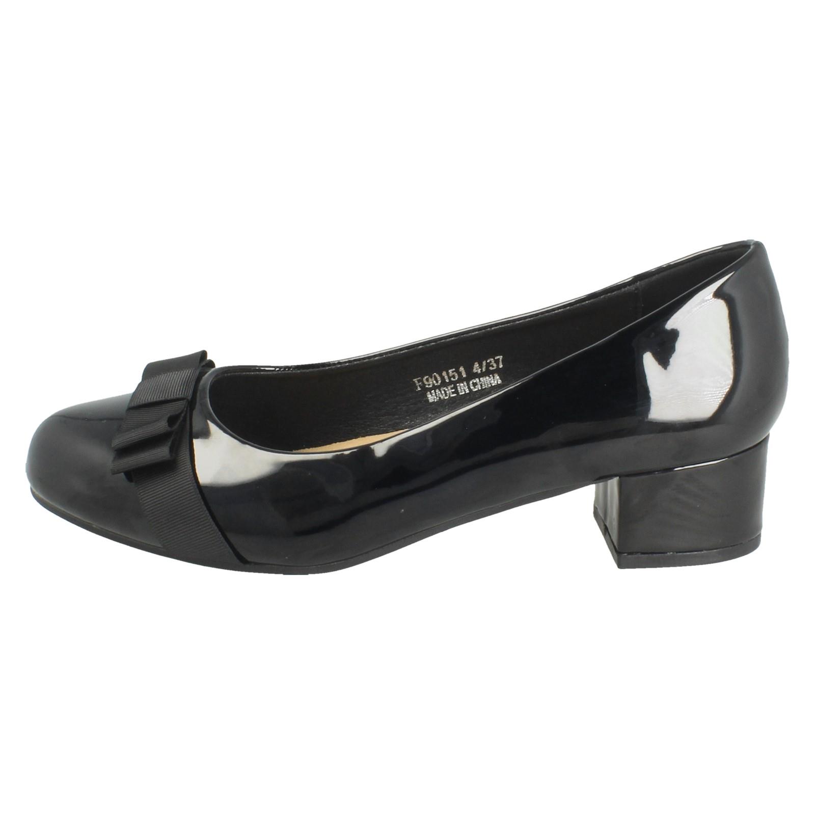 Ladies Spot On Block Heel Formal Wide Fit Court Shoes  F9R0151 - Picture 12 of 19