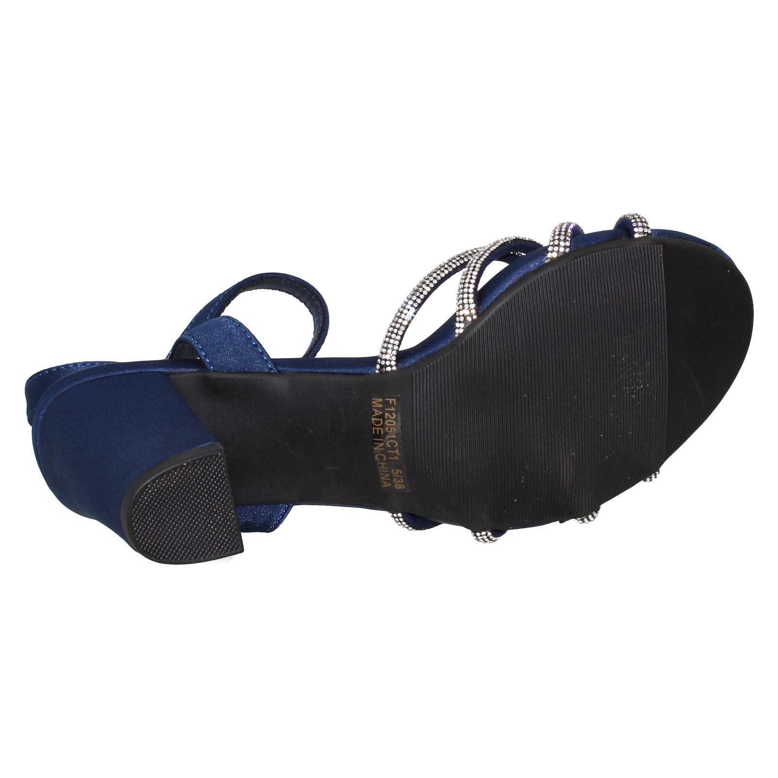 Ladies Anne Michelle High Block Heel Diamante Knot Sandals F12051 - Picture 19 of 28