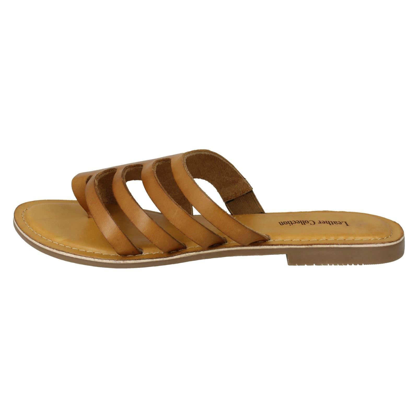 Damen Leder Kollektion Slipper Flache Riemchen Sandalen - Bild 34 von 46