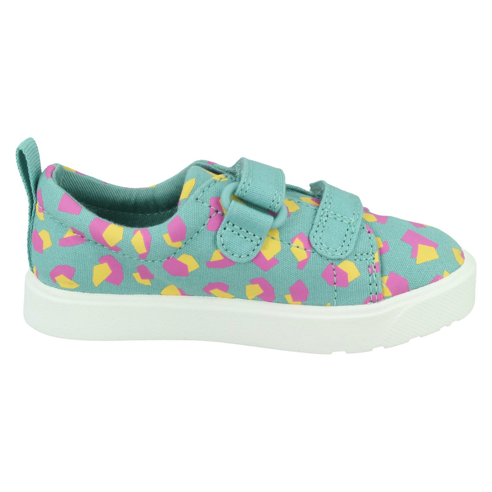 Clarks Childrens Hook & Loop Fastening Canvas Shoes - City Bright - Picture 21 of 37