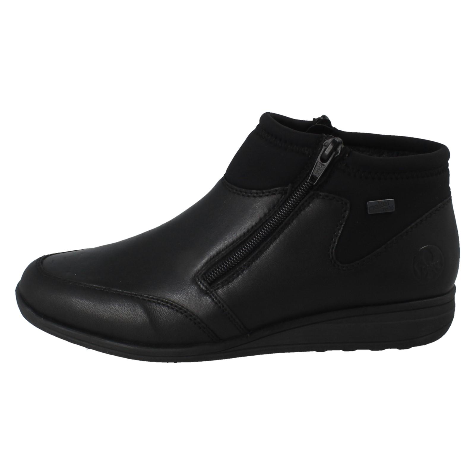 Ladies Rieker Extra Wide Fleece Lined Double Zip Ankle Boots *47270* - Picture 3 of 10