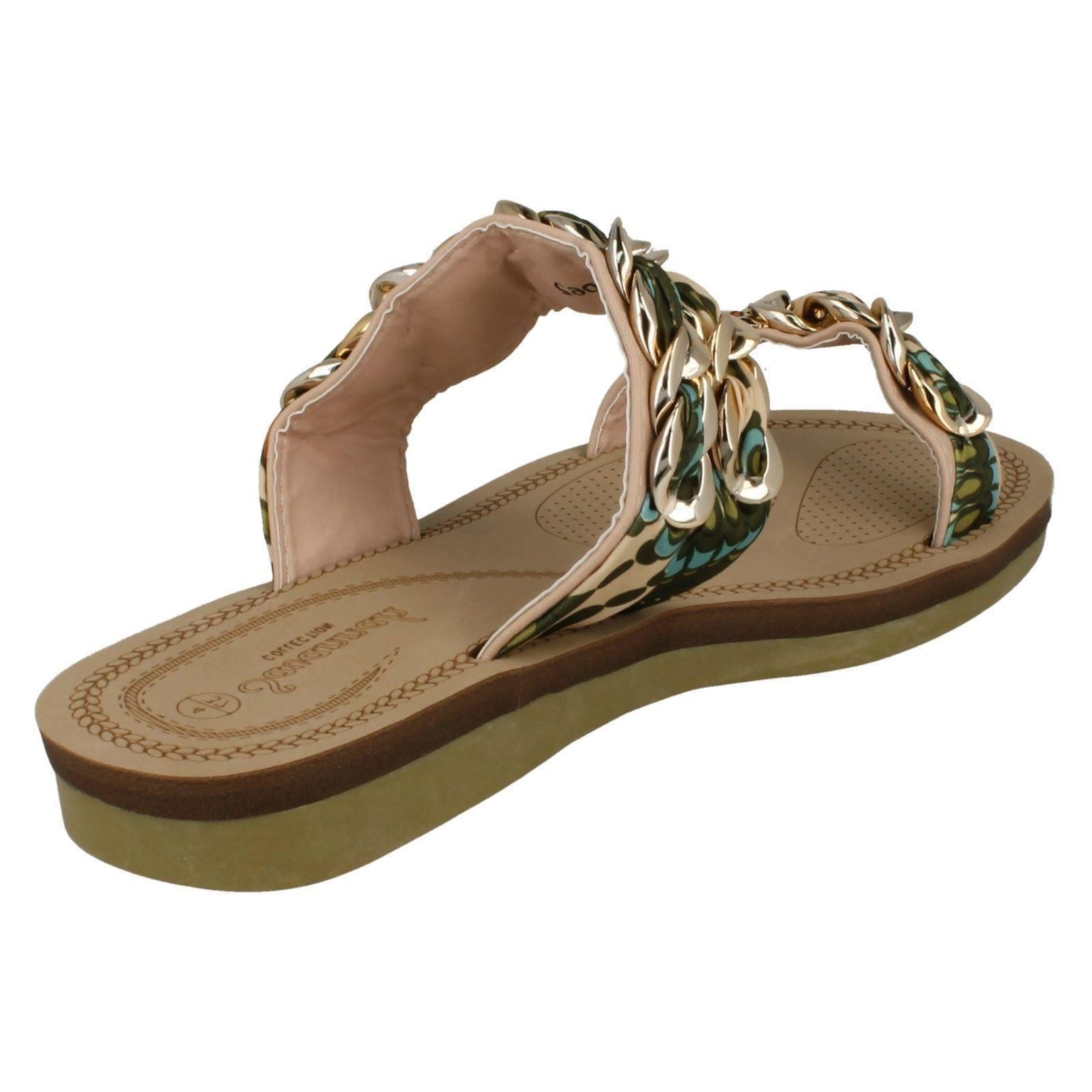 Damen Savannah flache doppelt geflochtene klobige Riemen Sandalen F0R0062 - Bild 15 von 19
