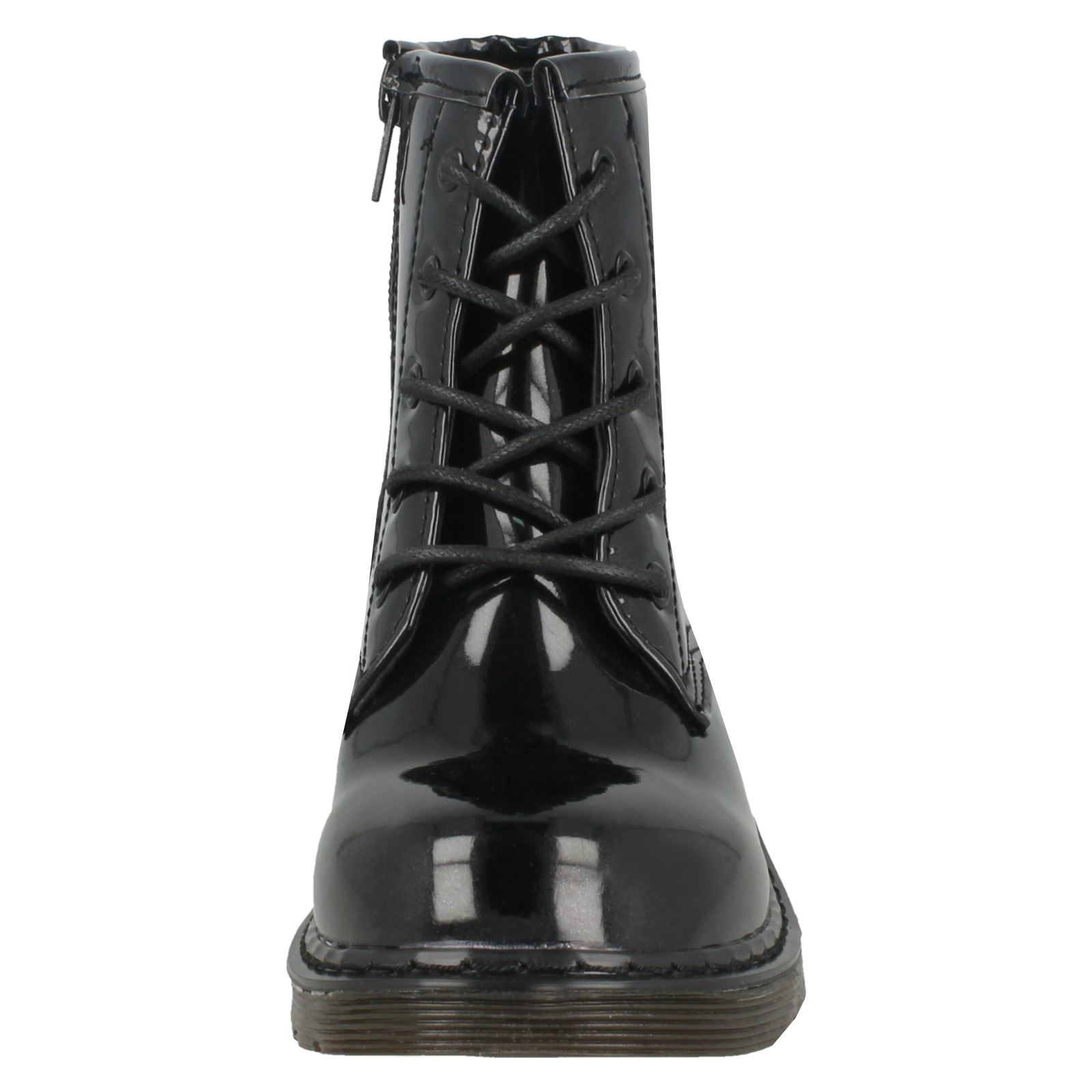 Girls Spot On Low Heel Lace Up Ankle Boots - Picture 9 of 19