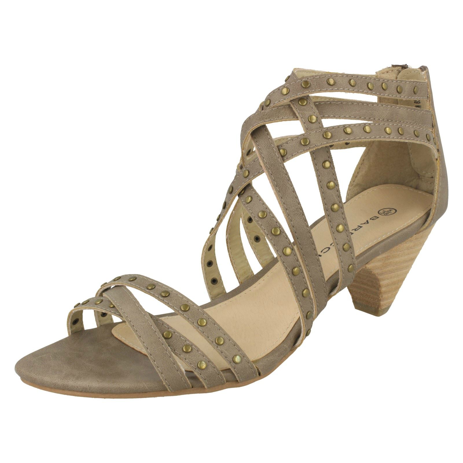LADIES BARRICCI HIGH HEEL OPEN TOE BUCKLE STRAP EVENING SUMMER SANDALS L3326