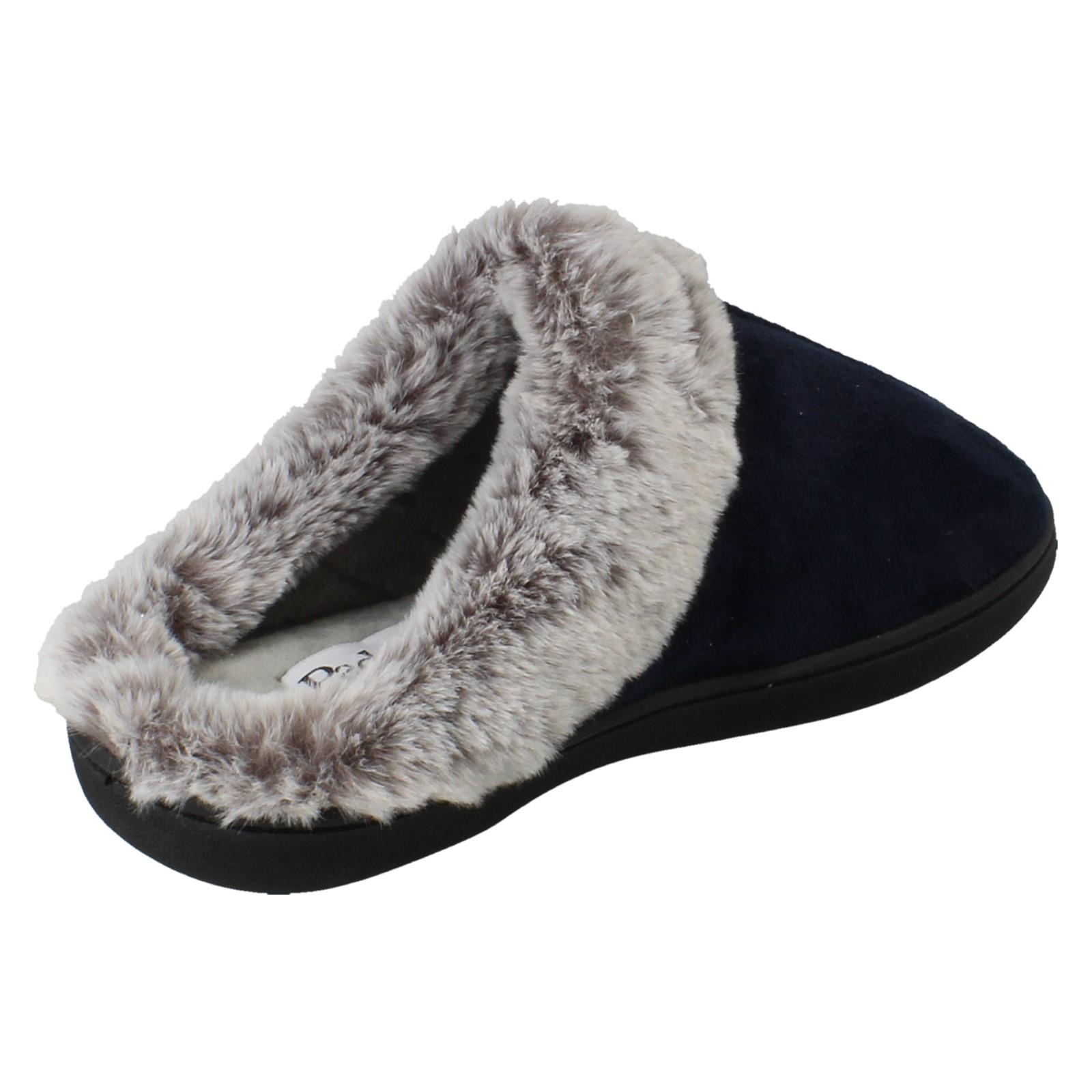 Laddies Padders Fur Lined Machine Washable Wide Fit Mule Slippers Florrie - Picture 6 of 19