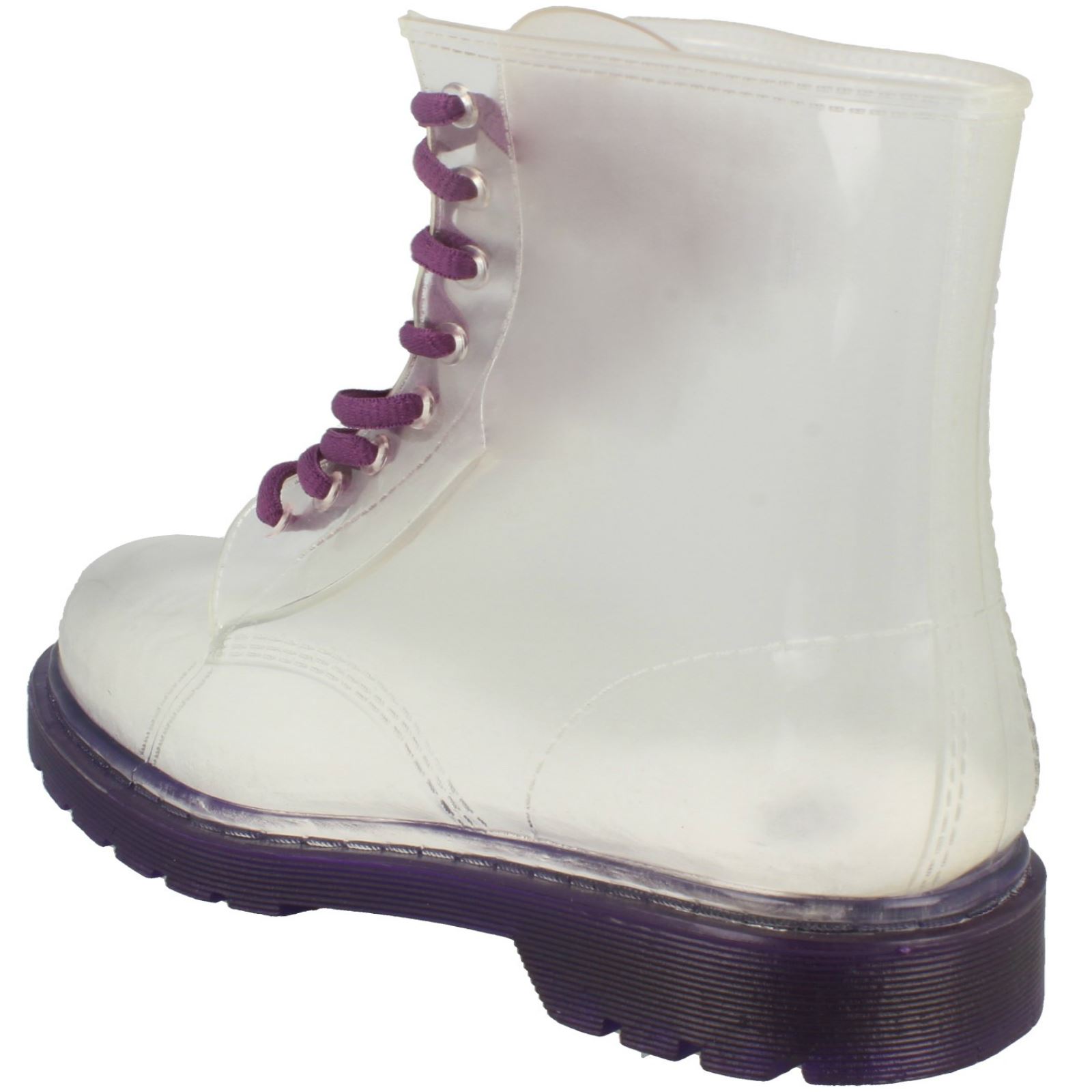 Girls Spot On Lace Up Jelly Look Wellington Boot - Picture 32 of 46