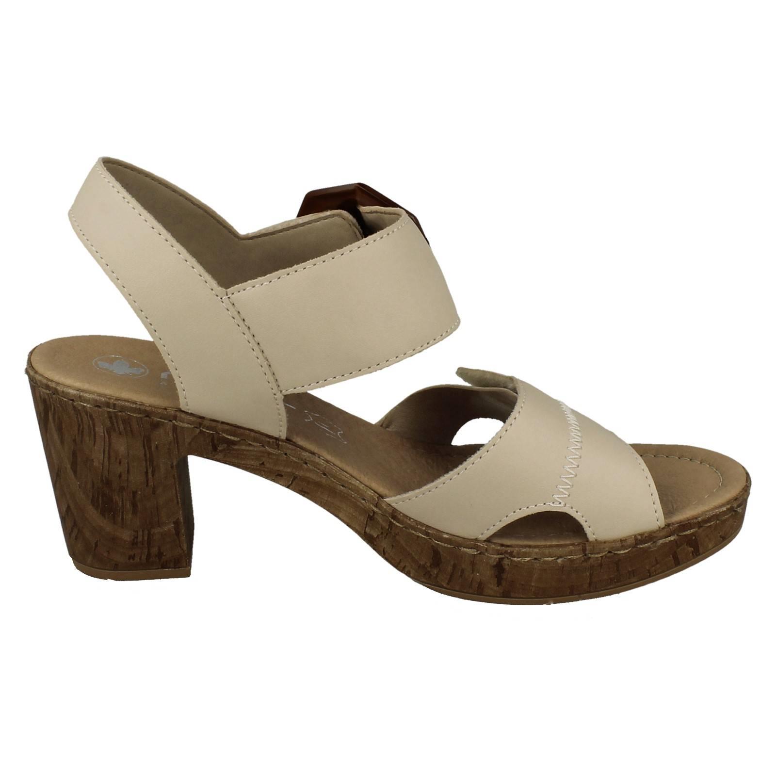 Ladies Rieker Block Heeled Summer Sandal Strap Fastening With Faux Buckle, 66876 - Picture 7 of 19