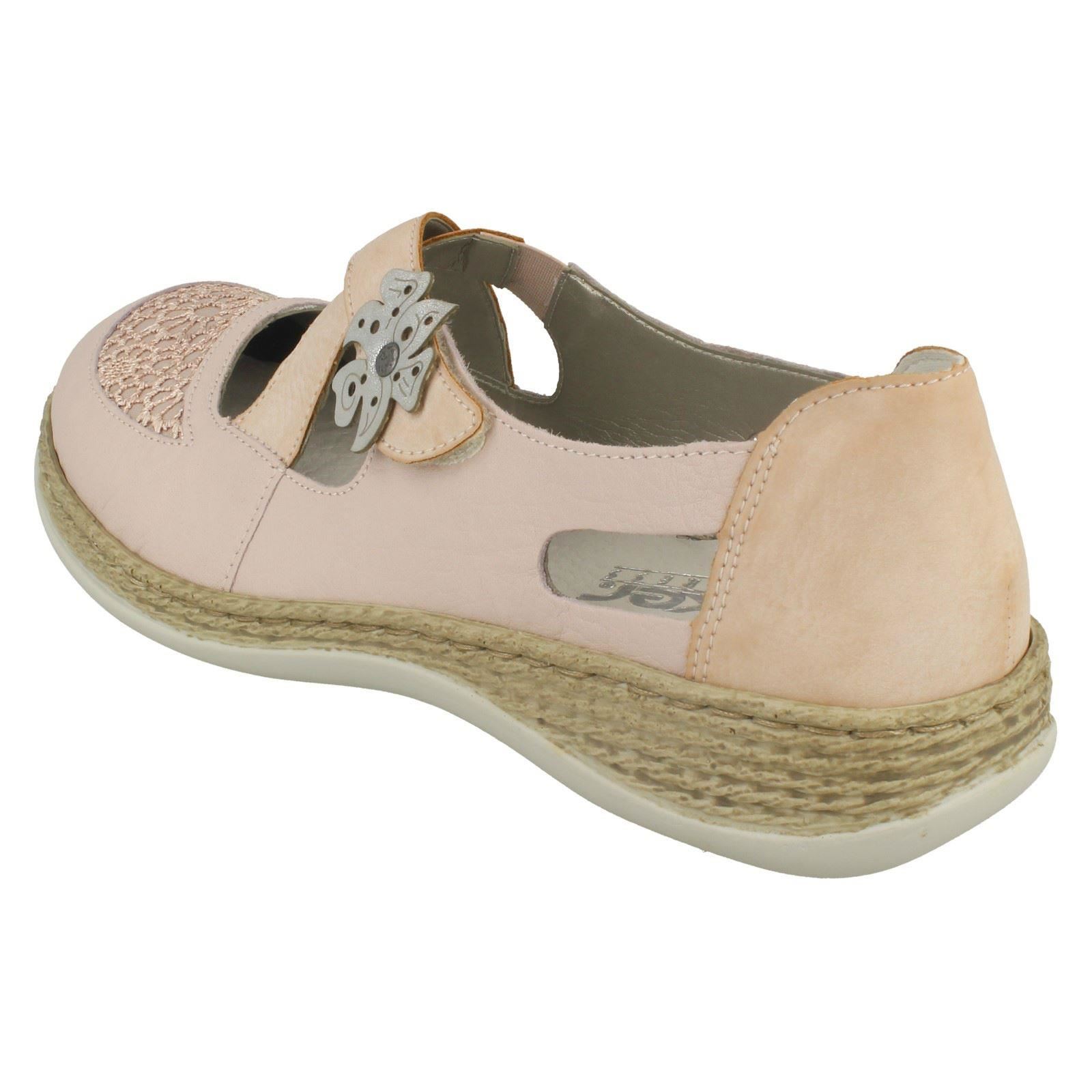 Freizeitschuhe 464h0 Damen Strap Cross Rosa Pink Rieker qxftvf8