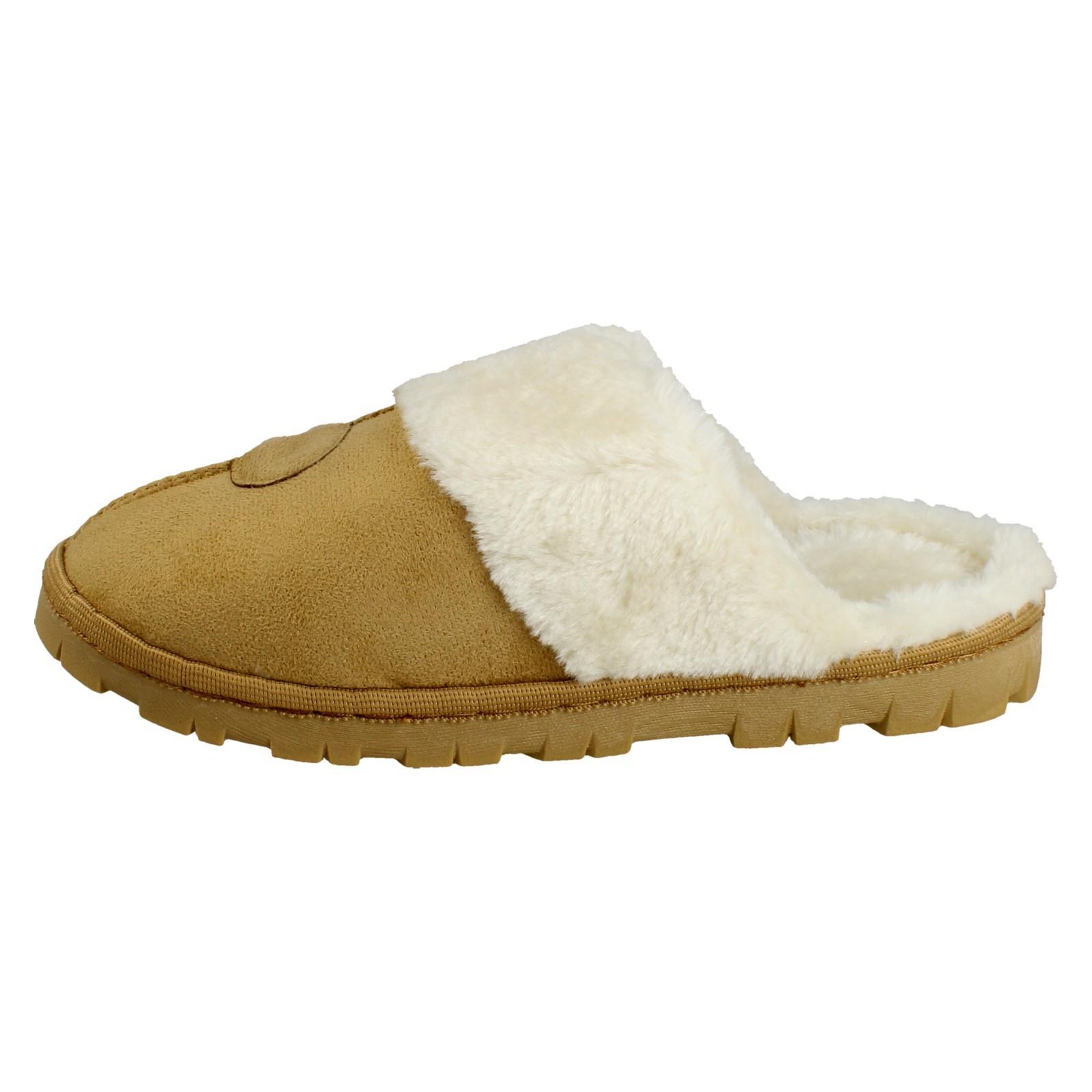 Mujer Spot On Mula Piel Sintética Forrado sin Cordones Ropa Cómoda Pantuflas - Imagen 30 de 46