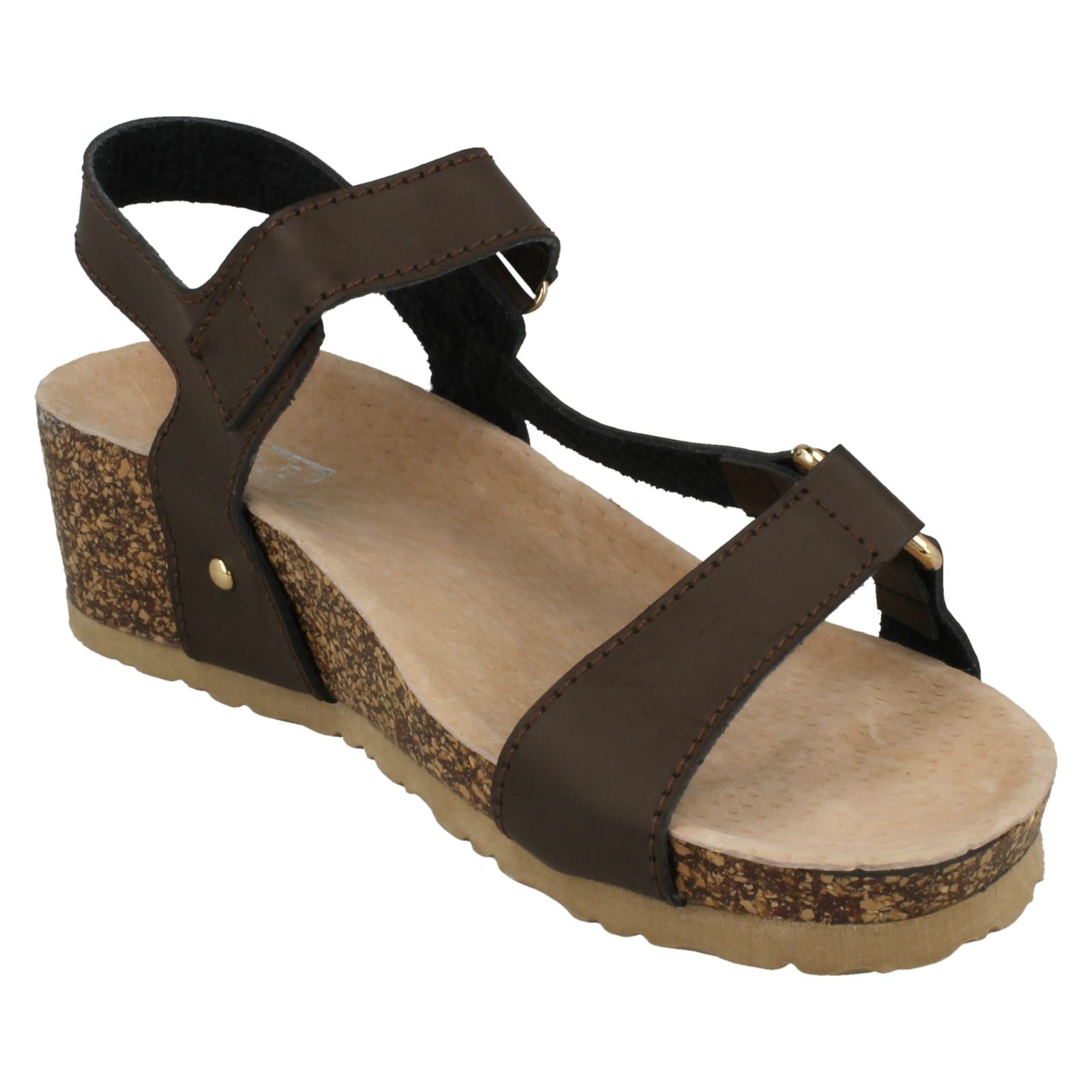 Down To Earth Ladies Mid Wedge Ankle Strap Sandals eBay