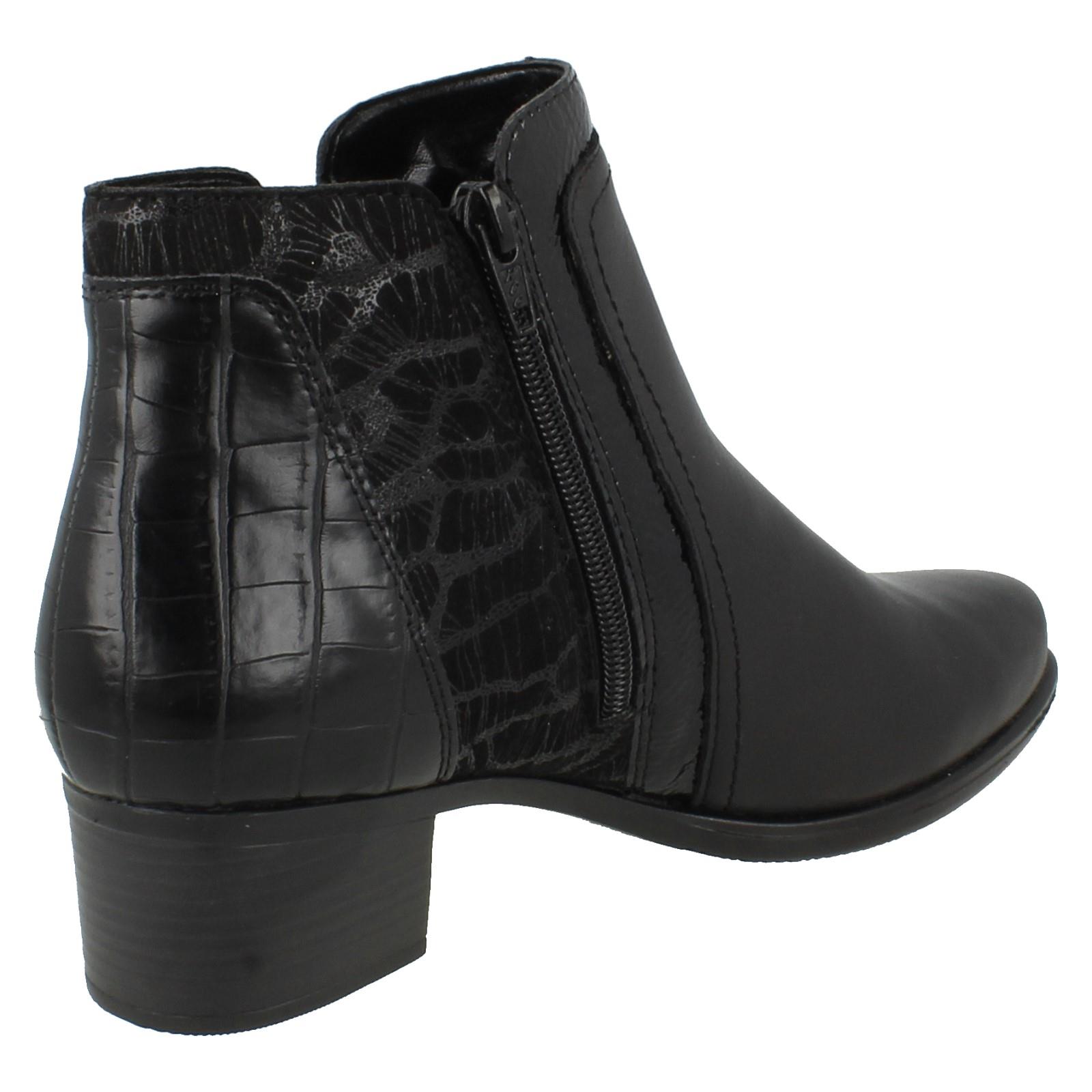 Damen Remonte Doppelverschluss Leder Absatz Block abnehmbare Sohle Stiefeletten - Bild 6 von 19