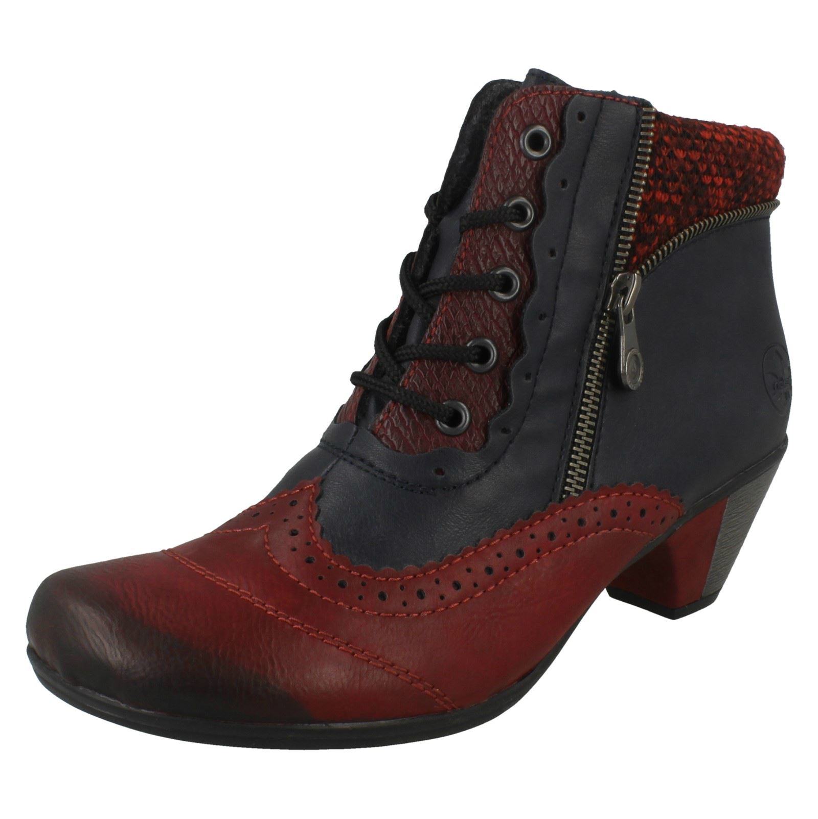 Ladies Rieker Zip Up Antistress Heeled Ankle Boots Y7211 | eBay
