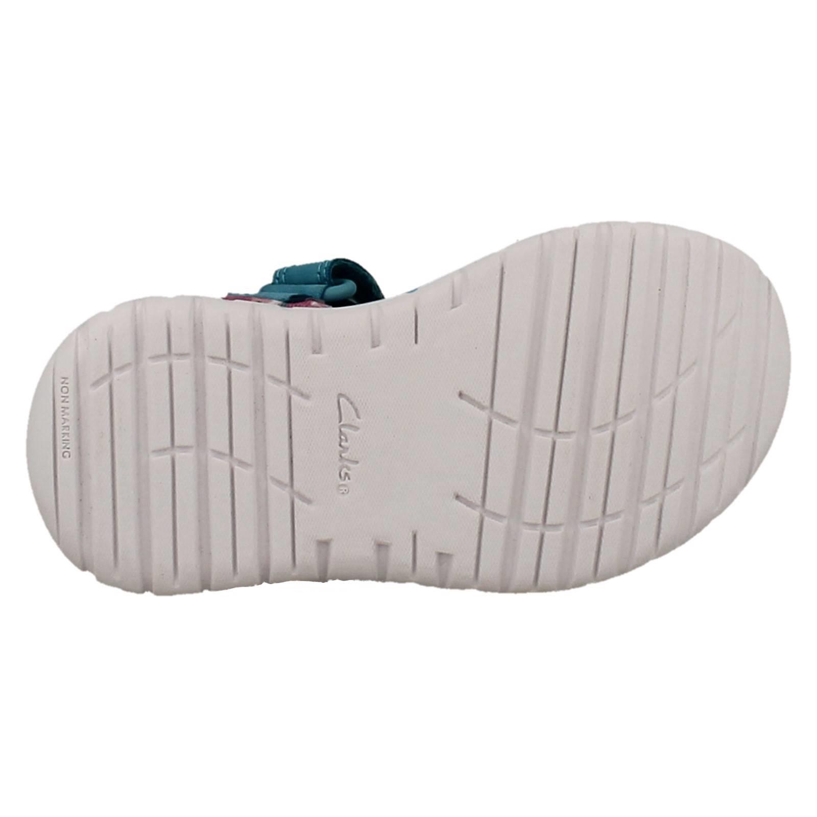 Kids Clarks Pattern Detailed Adjustable Sandals Surfing Tide T - Picture 19 of 37
