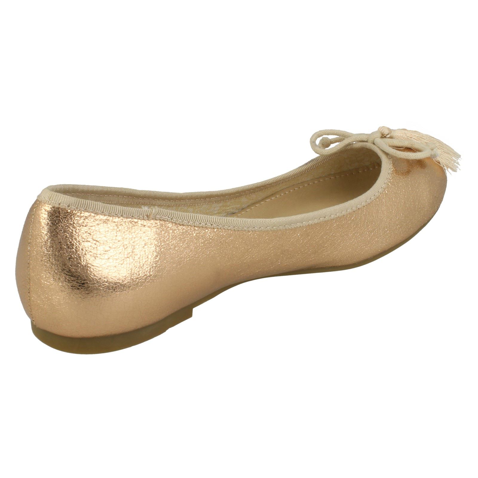 Ladies Spot On Flat Ballerinas With /'Tassel Bow Trim/'