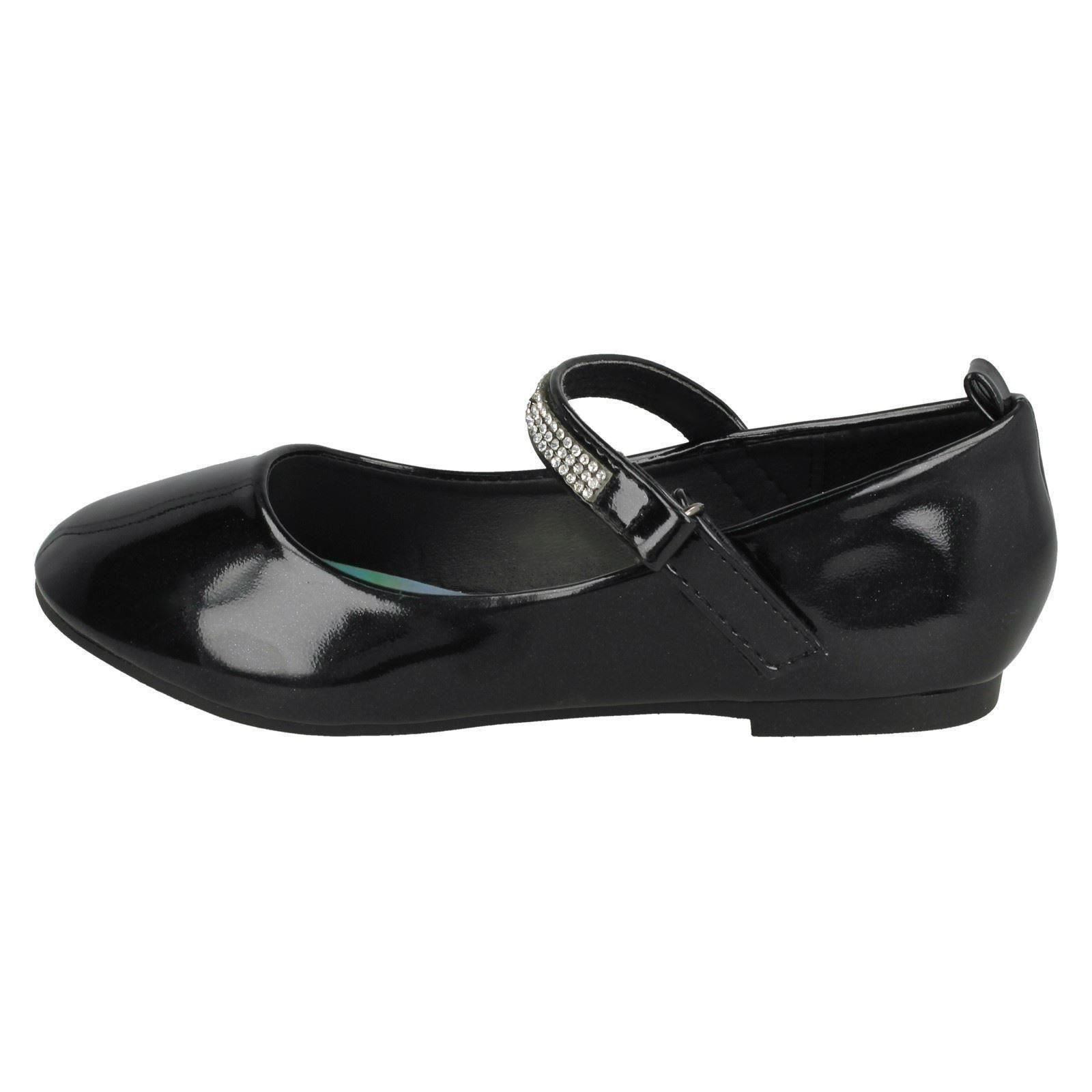 Spot On Girls Diamante Bar Strap Ballerina Shoes