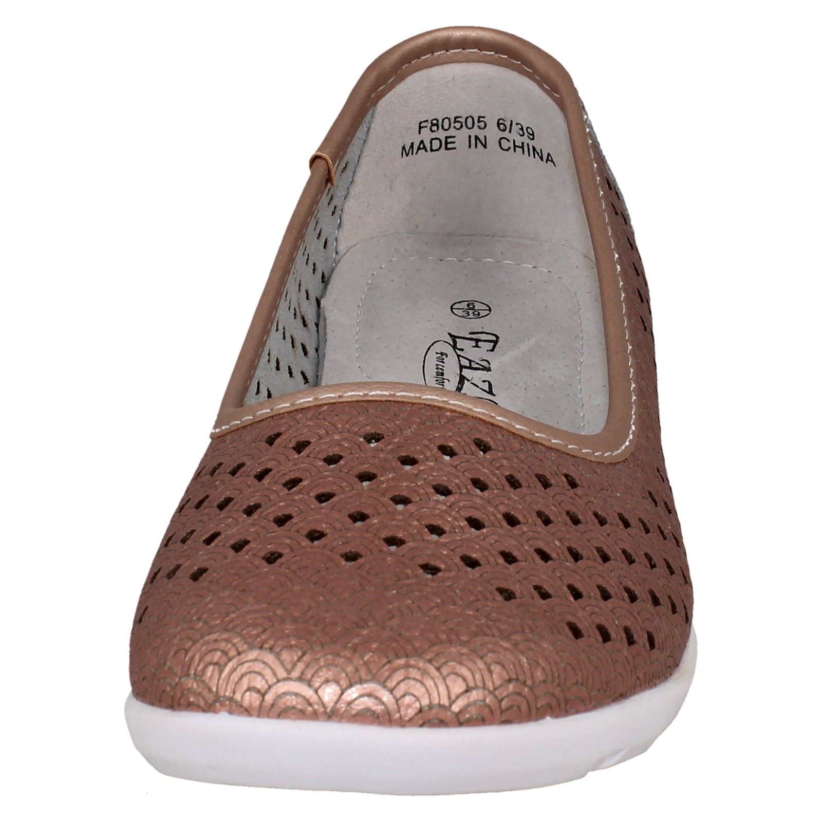 Ladies Eaze Synthetic Slip On Casual Ballerina Shoes - Picture 42 of 47