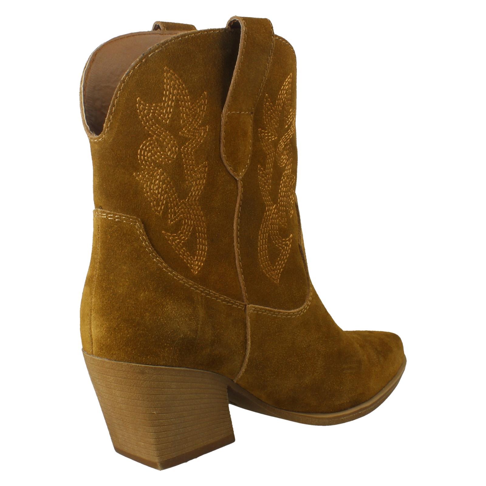 Ladies Spot On Leather Slip On Cowboy Boots F5R1248 - Picture 24 of 28