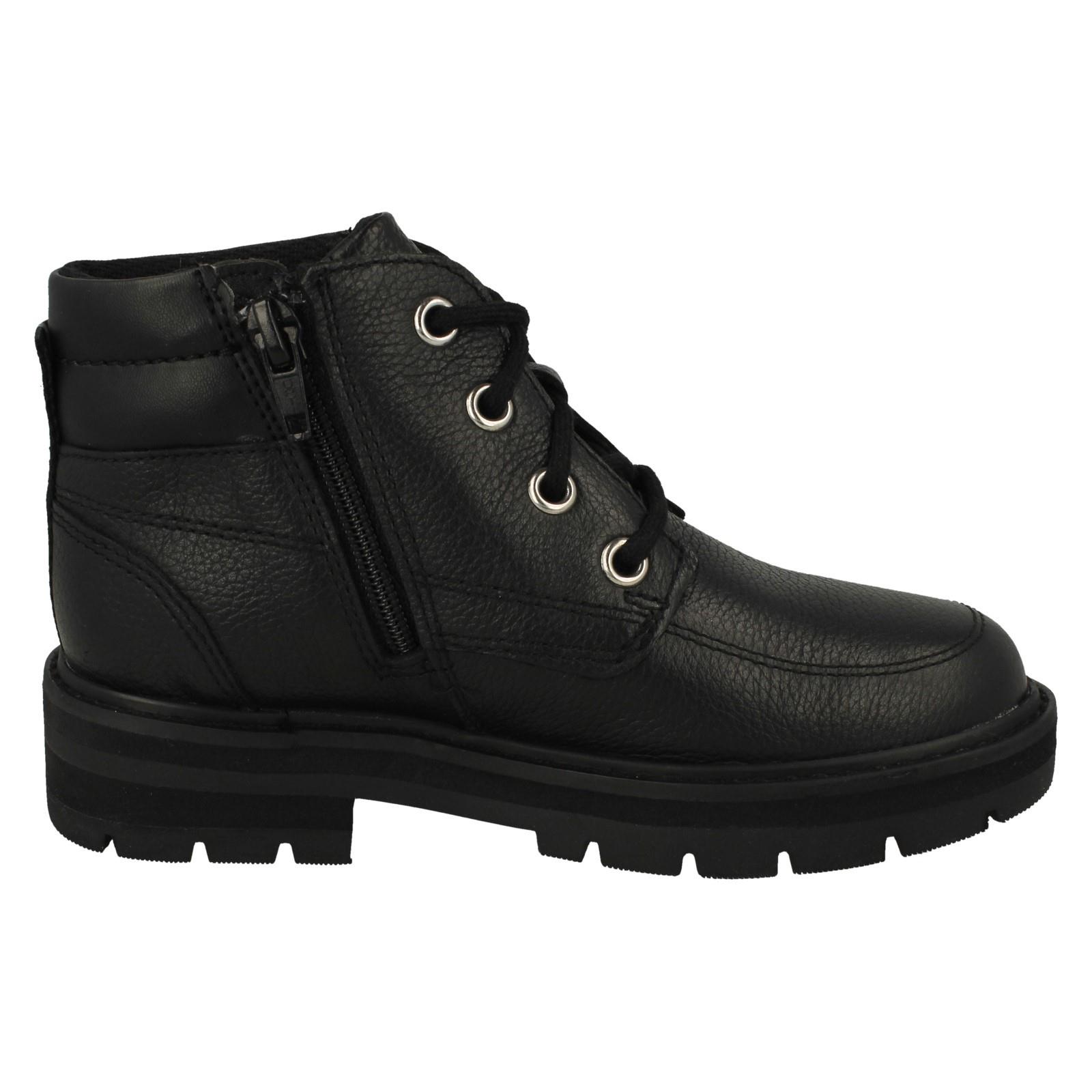 Boys Clarks Lace Up Detailed Ankle Boots - Prague Zip K - Picture 8 of 10
