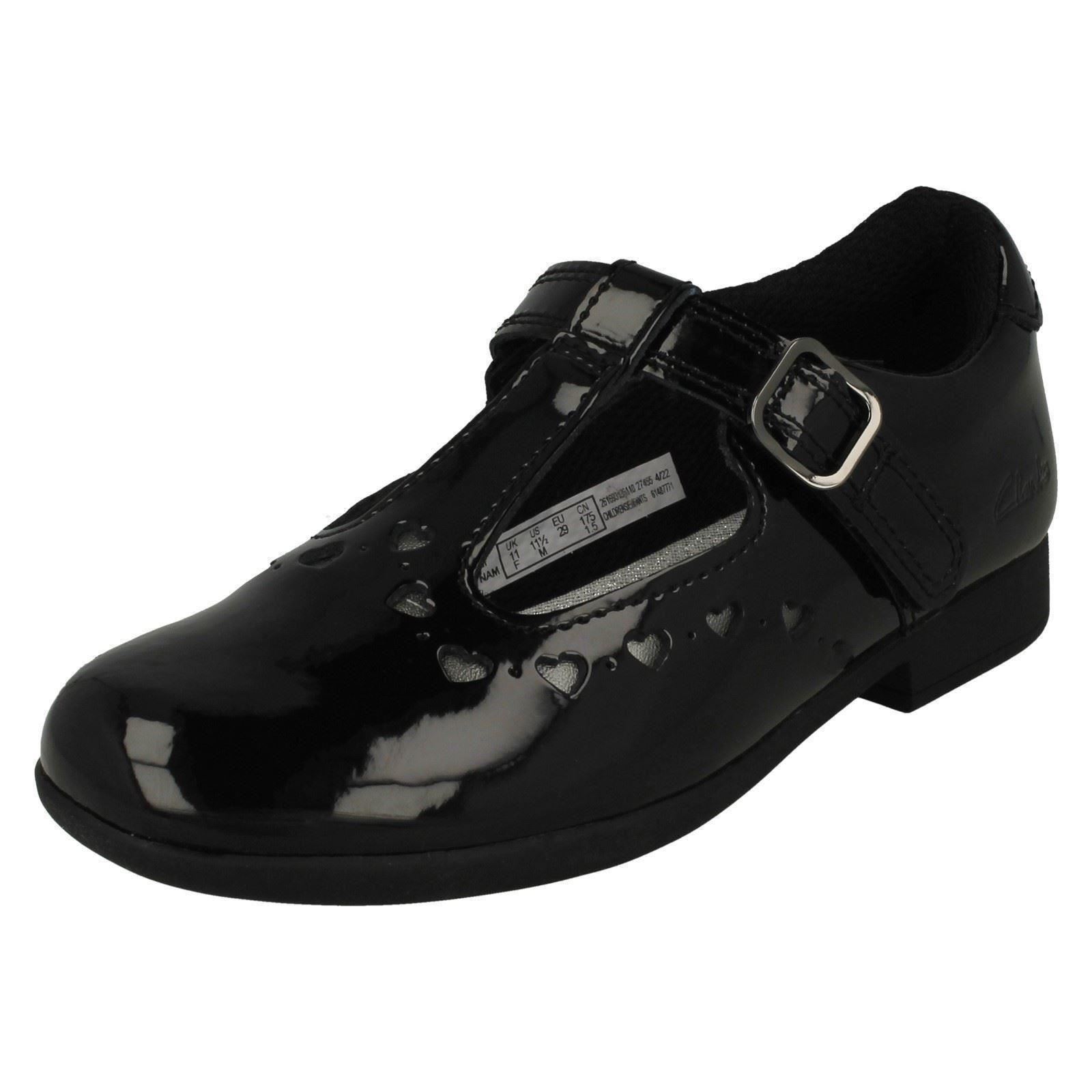 Mädchen Clarks Stylisch Herz Detailliert T-Bar Scala Kleid - Picture 2 of 10