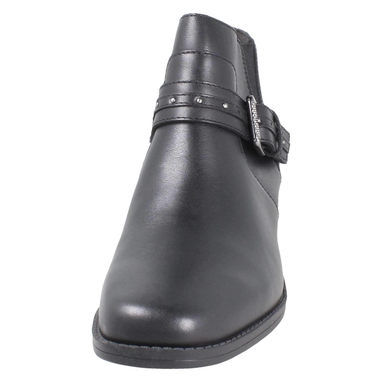 Femmes Clarks Bloc Talon Daim / Leather Smart Bottines Fermeture Éclair Danyelle - Picture 9 of 19