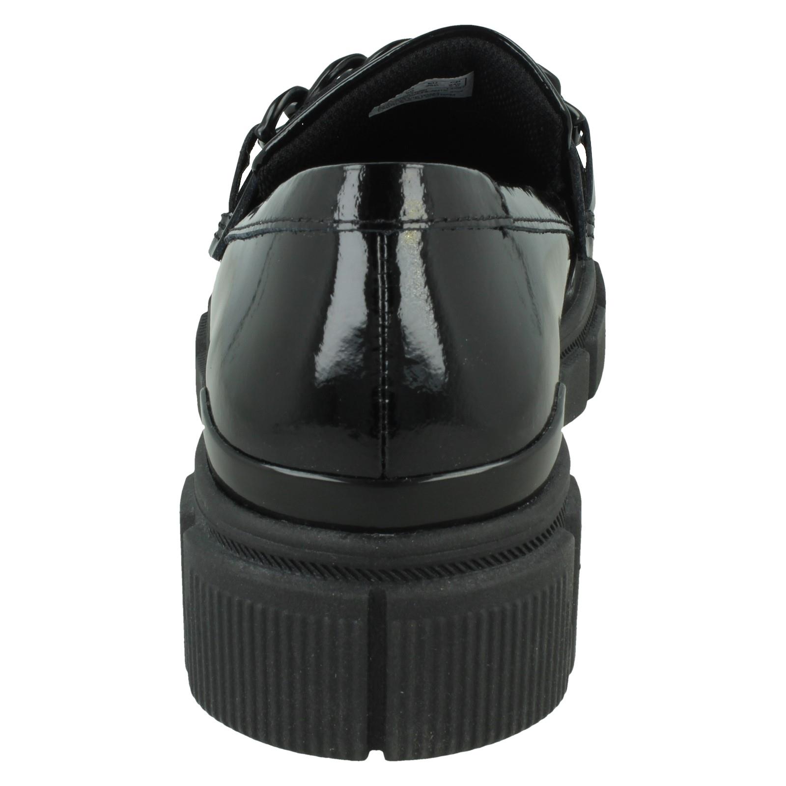 Girls Clarks Leather / Patent Chunky Sole School Shoes Evyn Walk Y - Picture 5 of 19