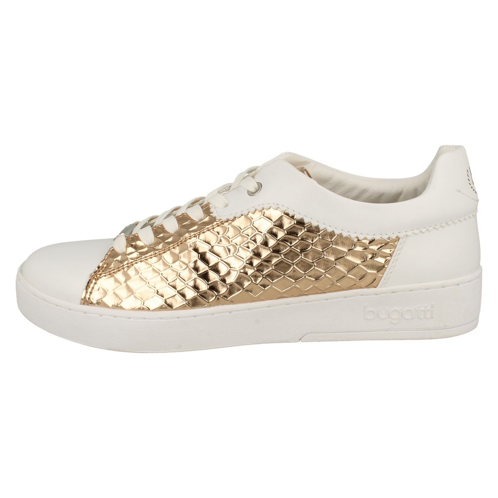 Ladies Bugatti Stylish Reptile Detailed Lace Up Trainers 421-29102-5059-2034 - Picture 3 of 10