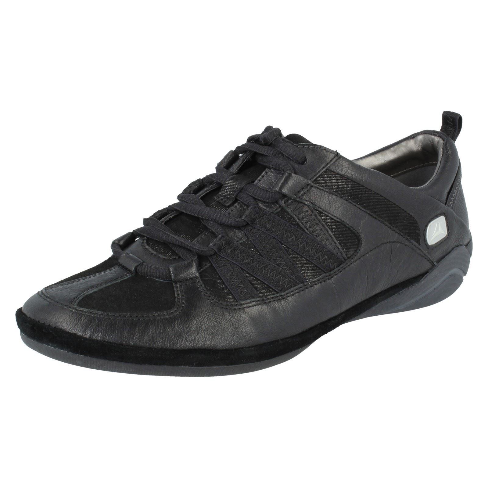Ladies Clarks ATSU Leather Casual Lace Up Flat Shoes