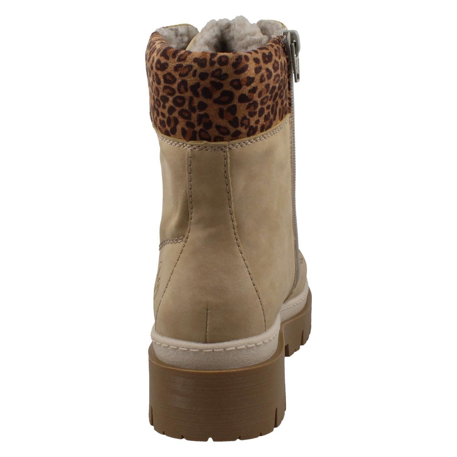 Femmes Rieker Doublé Chaud Météo Résistant Plateforme Bottines, Léopard Z9430 - Bild 5 von 10