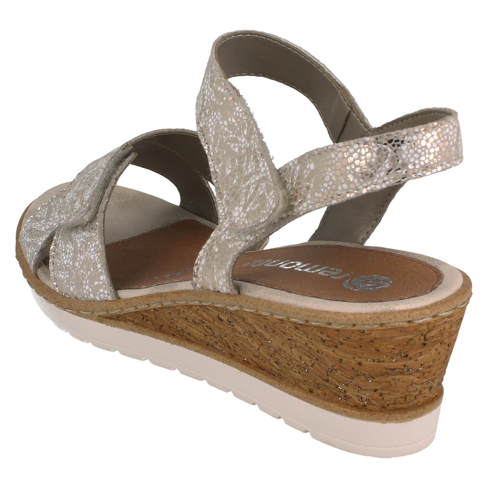 Damen Remonte Metallic Leder Riemchen Keilabsatz Sommer Sandalen "R6252" - Bild 4 von 10