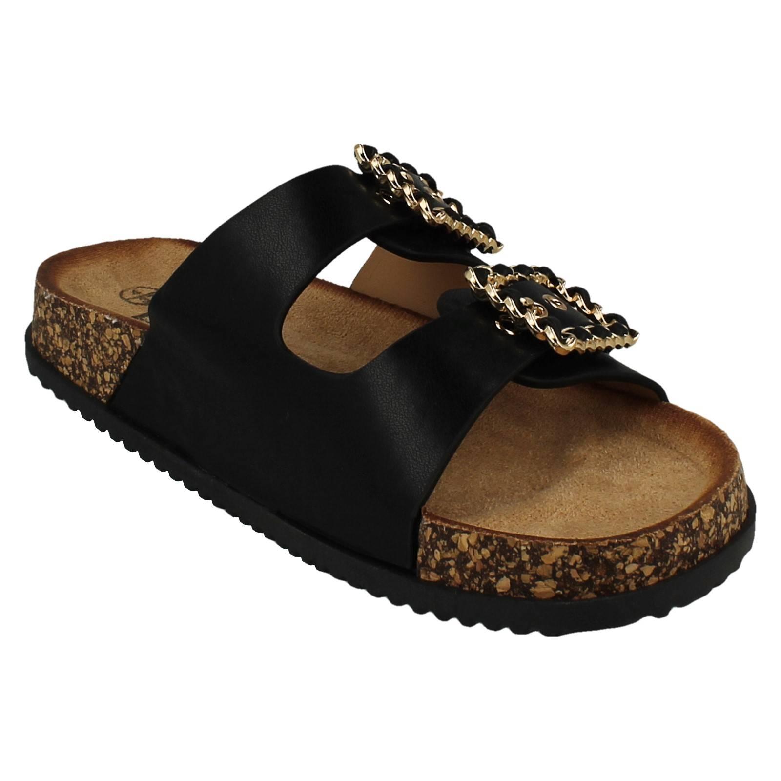 Ladies Down To Earth Chain Buckle Sandals F00450 - Picture 8 of 10