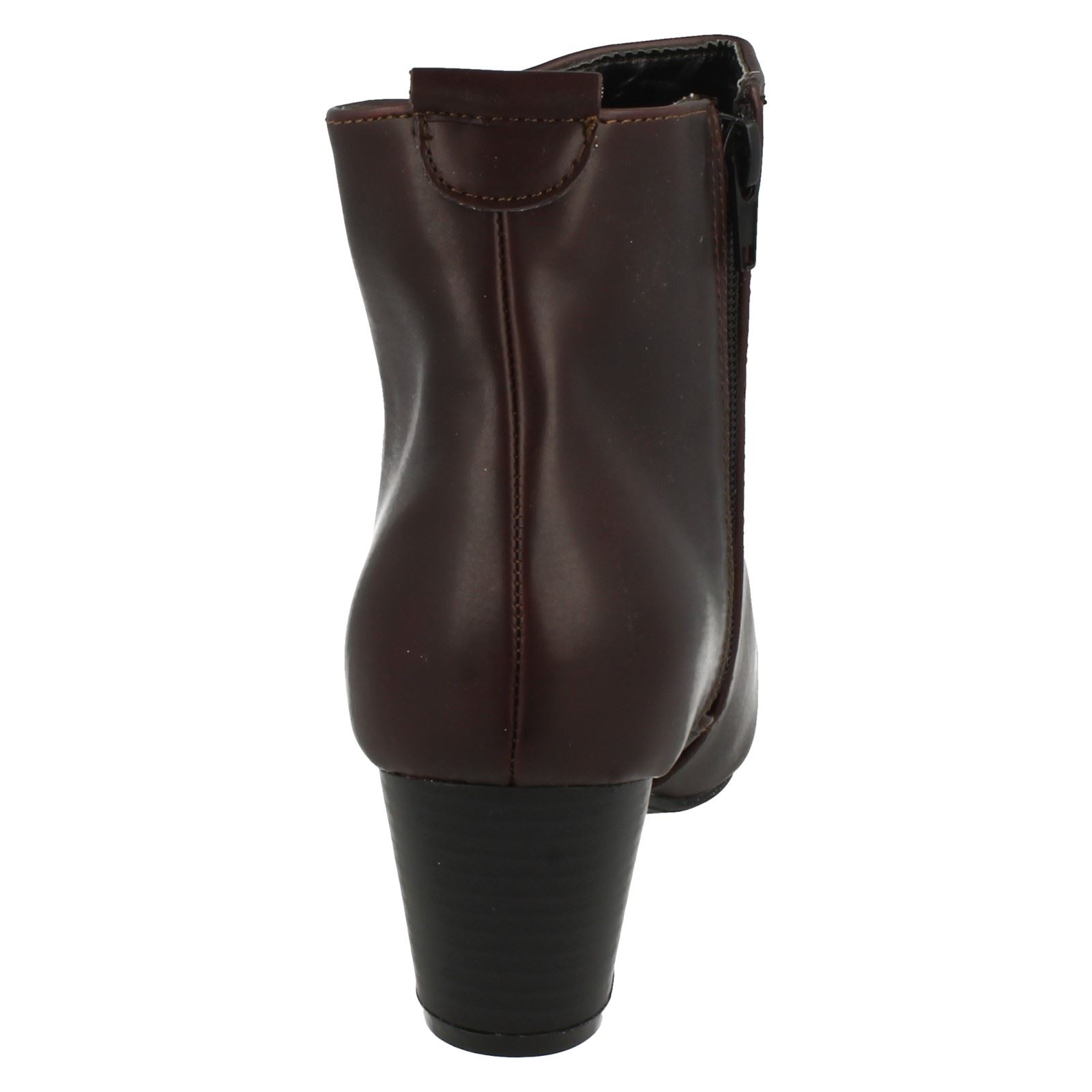 Ladies Spot On Plain Heeled Ankle Boots - Picture 24 of 28