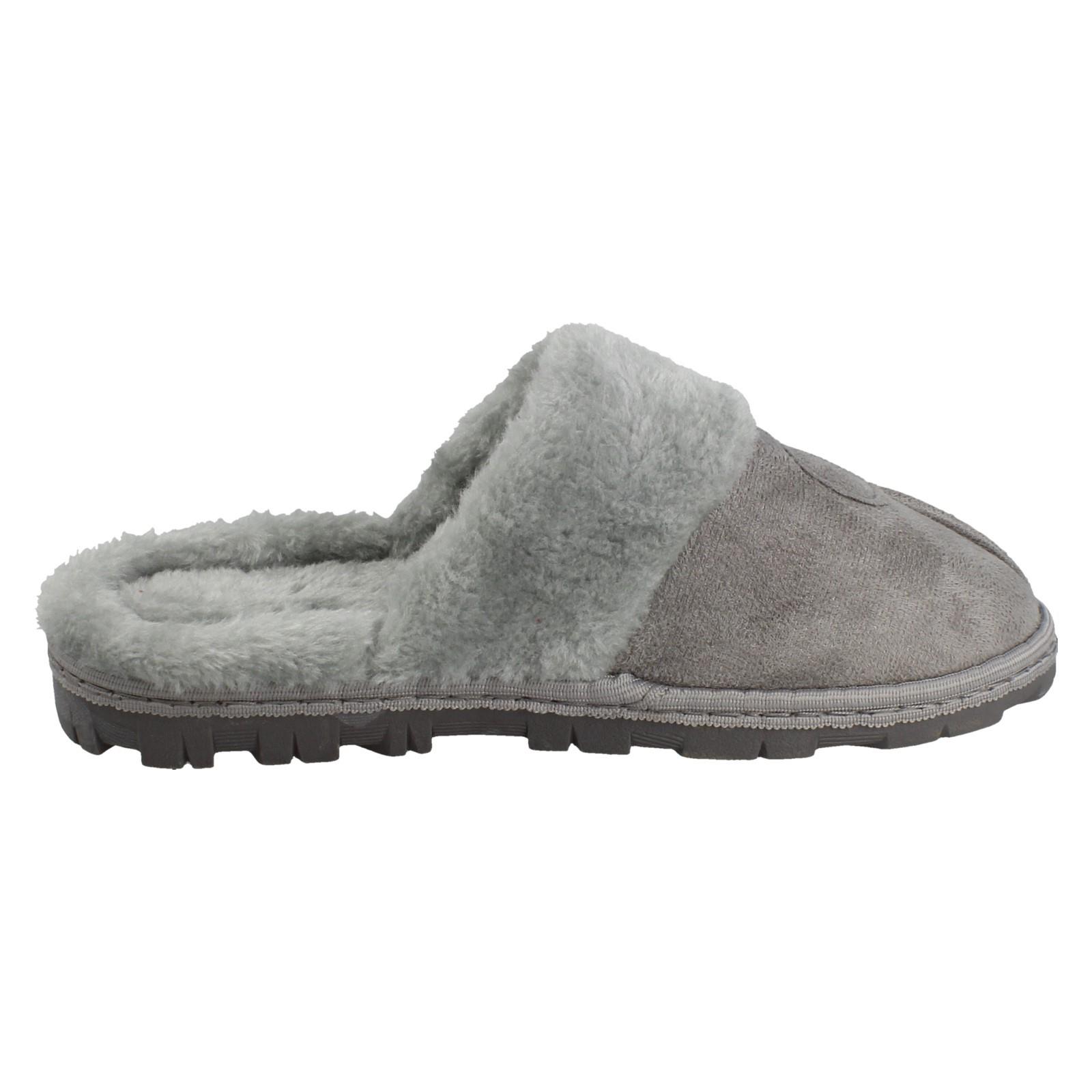 Mujer Spot On Mula Piel Sintética Forrado sin Cordones Ropa Cómoda Pantuflas - Imagen 25 de 46