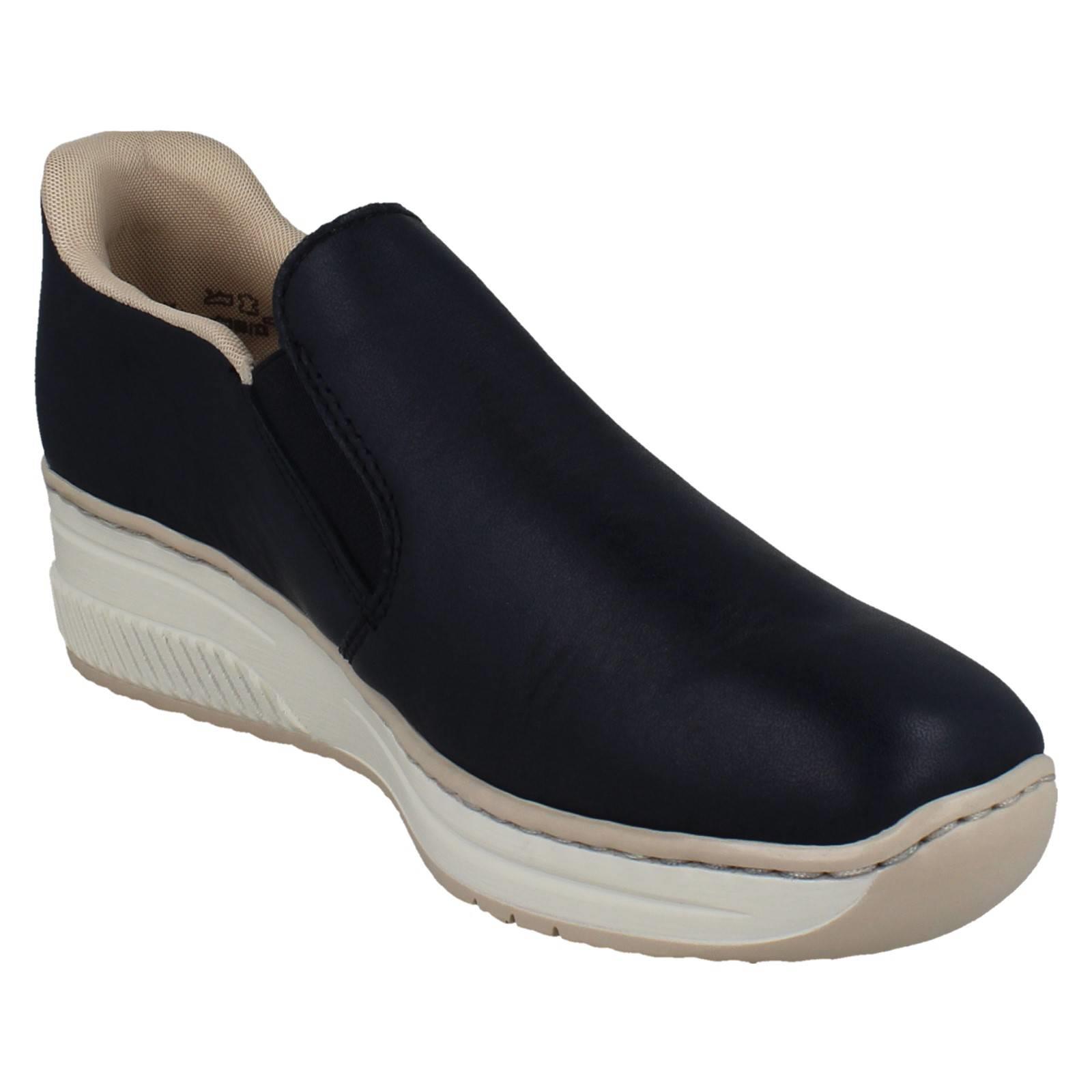 Ladies Rieker Wedge Sole Casual Square-Toe Slip On Shoes - 48761 - Picture 8 of 28