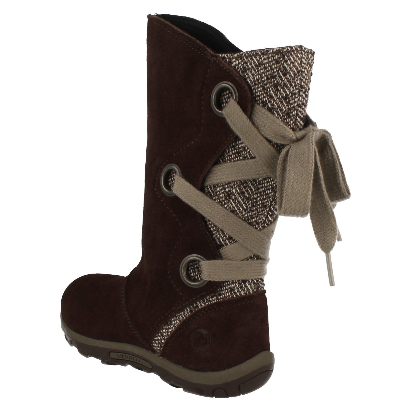 Girls Merrell Jungle Moc Lace Tie Back Mid Calf Length Boots - Picture 8 of 10