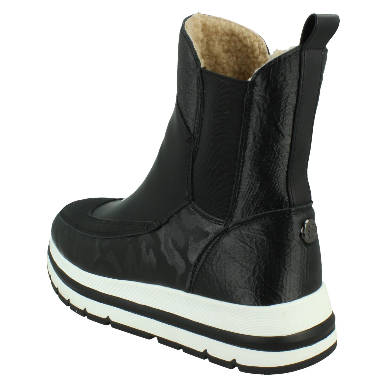 Ladies Elle Sport Casual Chunky Pull on Warmlined Ankle Boots F4R484 - Picture 4 of 10
