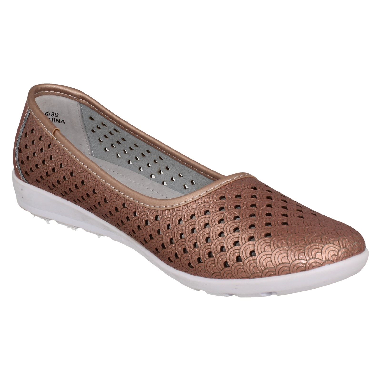 Ladies Eaze Synthetic Slip On Casual Ballerina Shoes - Picture 46 of 47
