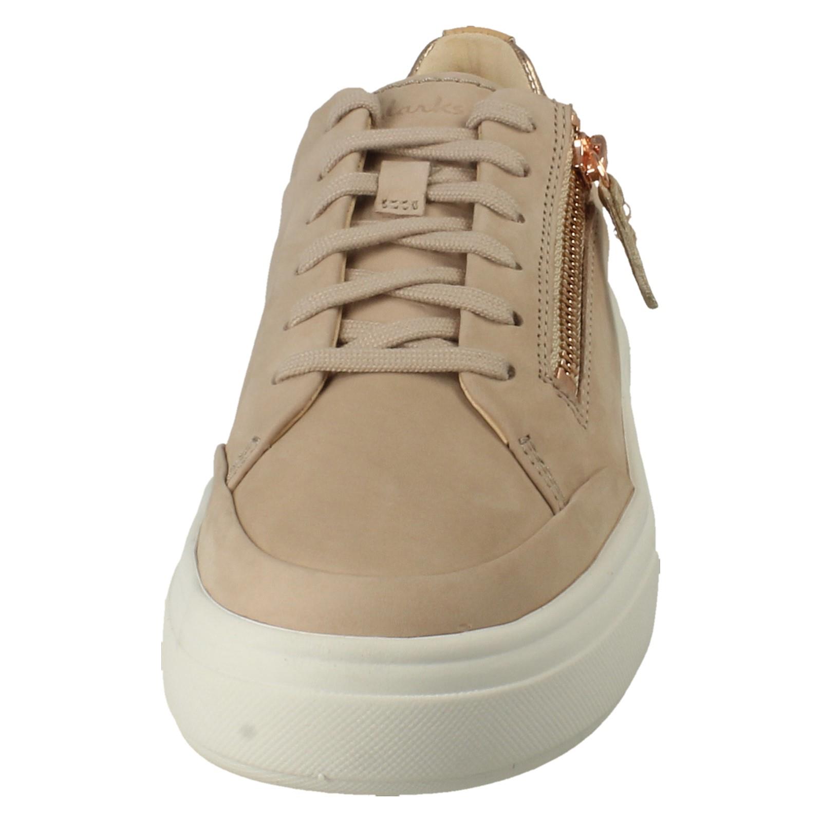 Damen Clarks Nubuk Leather Reißverschluss & Schnürer Freizeit Turnschuhe Malve - Bild 18 von 19