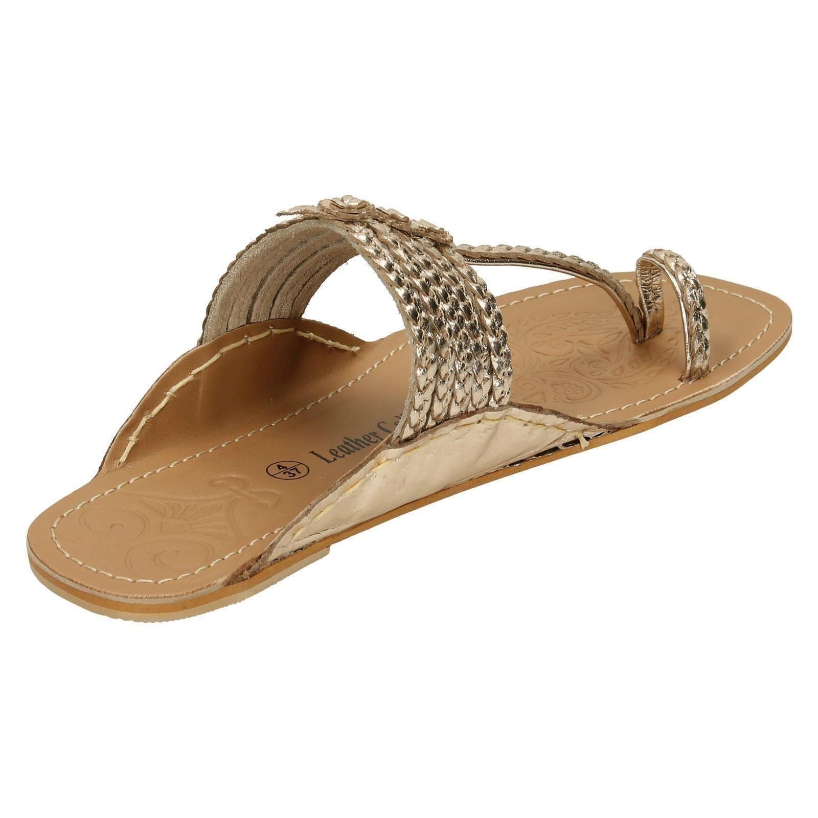 Ladies Leather Collection Flat Toeloop 'Braided Sandals' - Picture 15 of 55