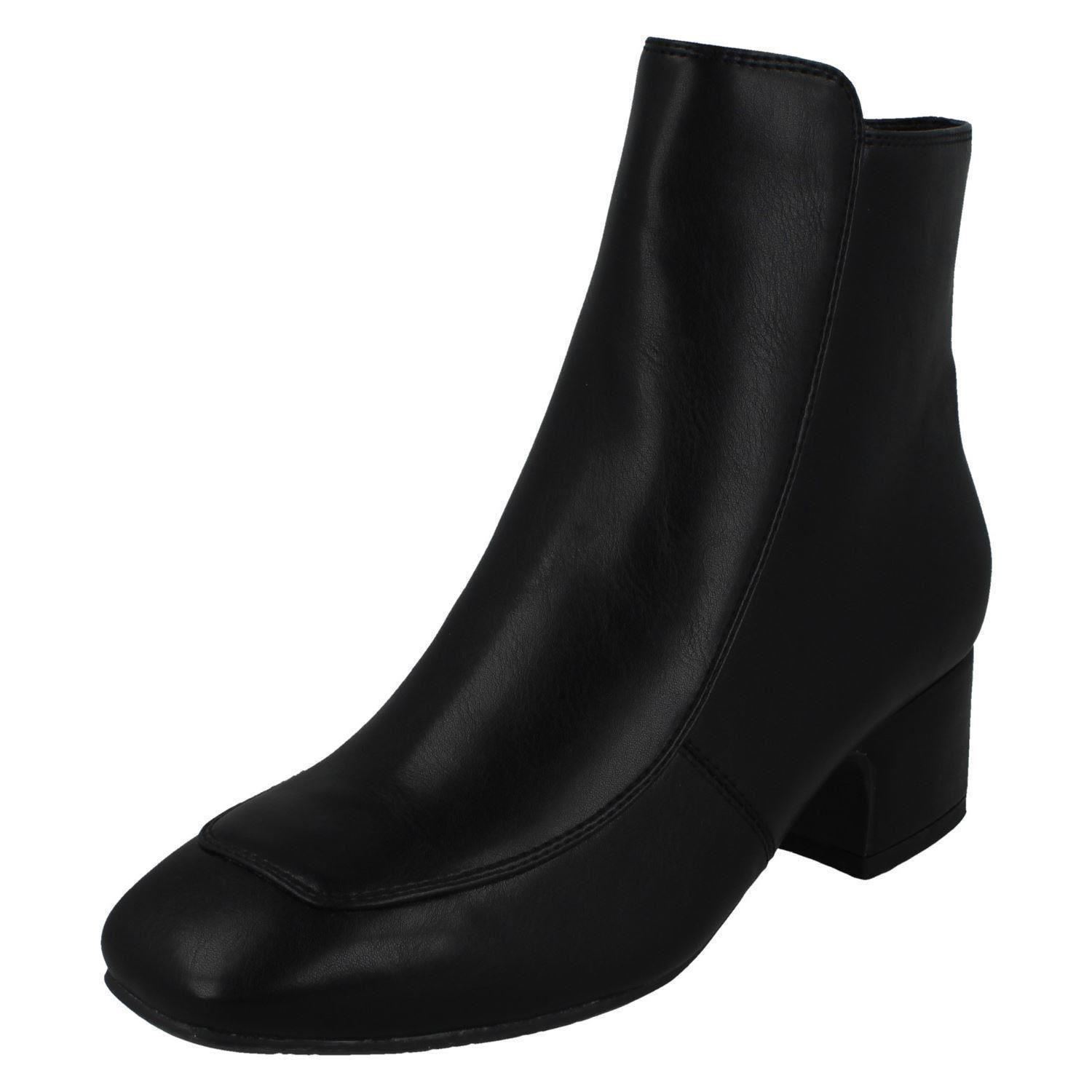 Ladies Spot On Mid Heel Ankle Boots - Picture 11 of 19