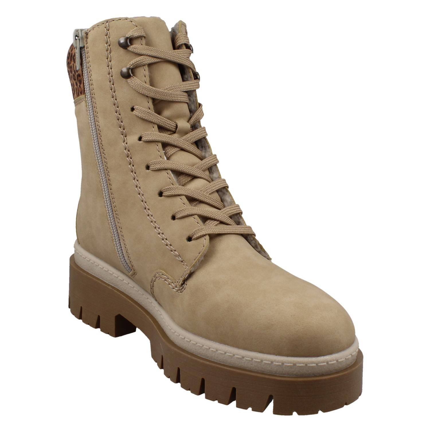 Femmes Rieker Doublé Chaud Météo Résistant Plateforme Bottines, Léopard Z9430 - Bild 8 von 10