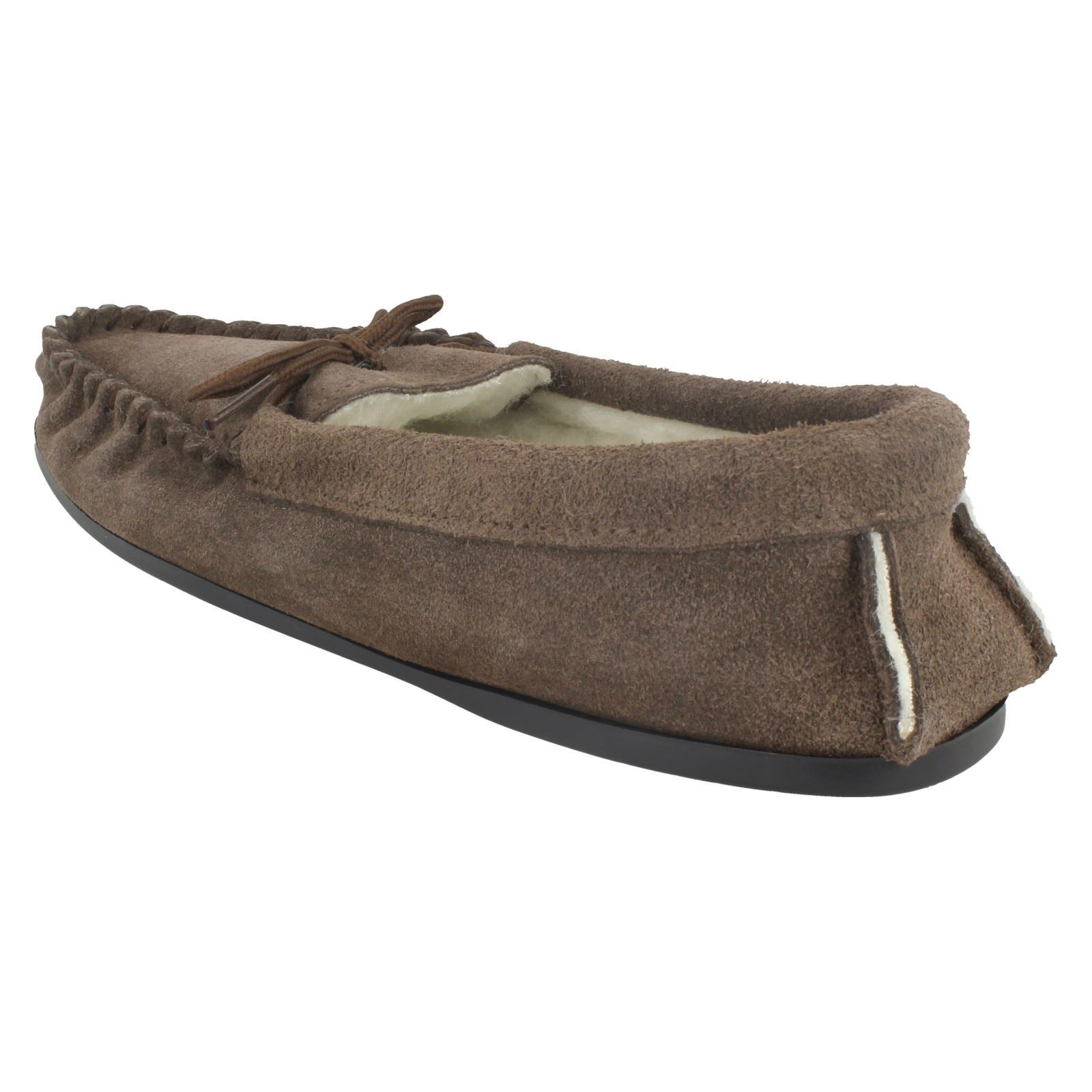 Mens Spot On Vamp Moccasin Fleece Lined Slippers 'Mocc' - Picture 7 of 19