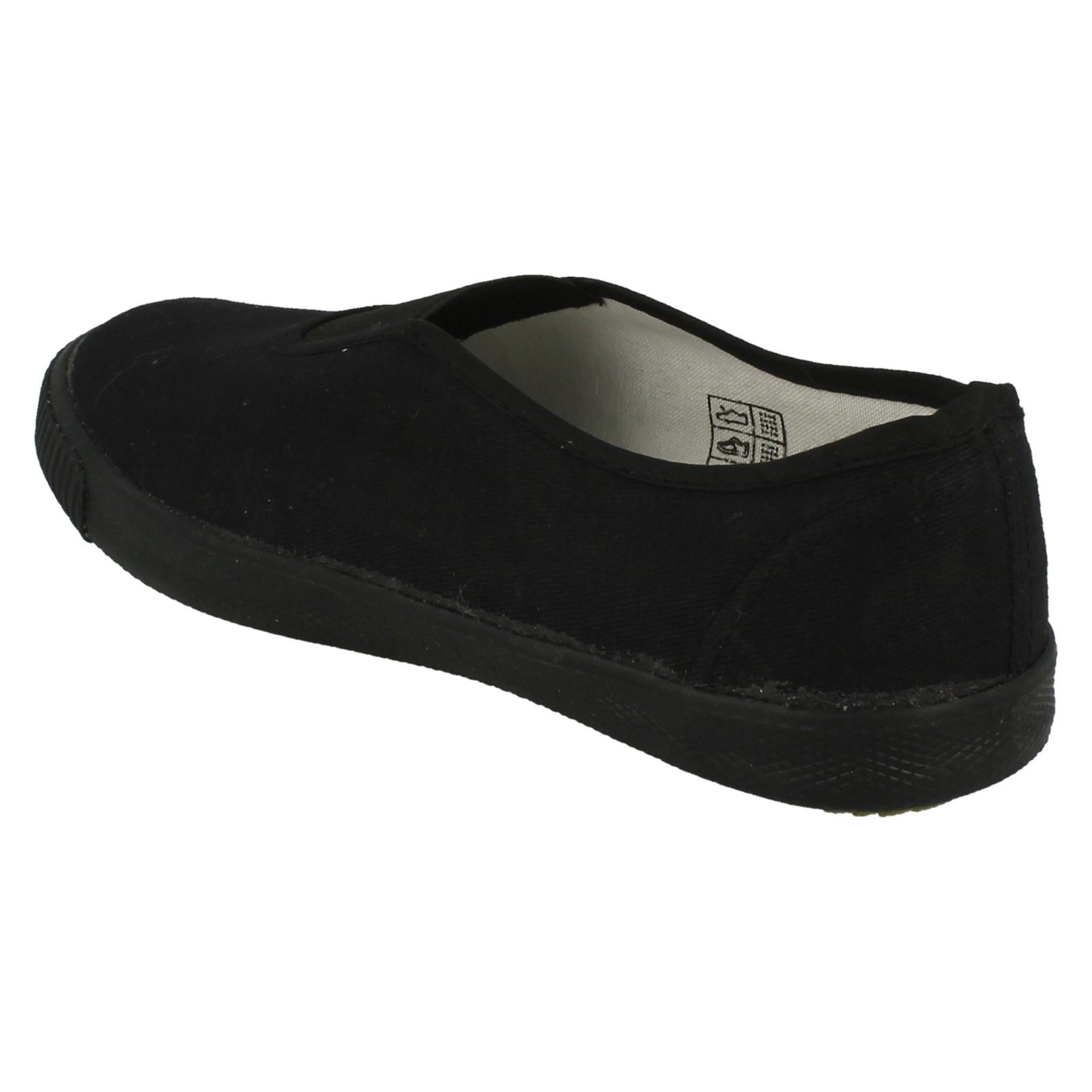 Jungen Kinder Spot On Slip Weiß Schwarz Sportschuhe Canvas Zwickel Plims - Bild 4 von 19