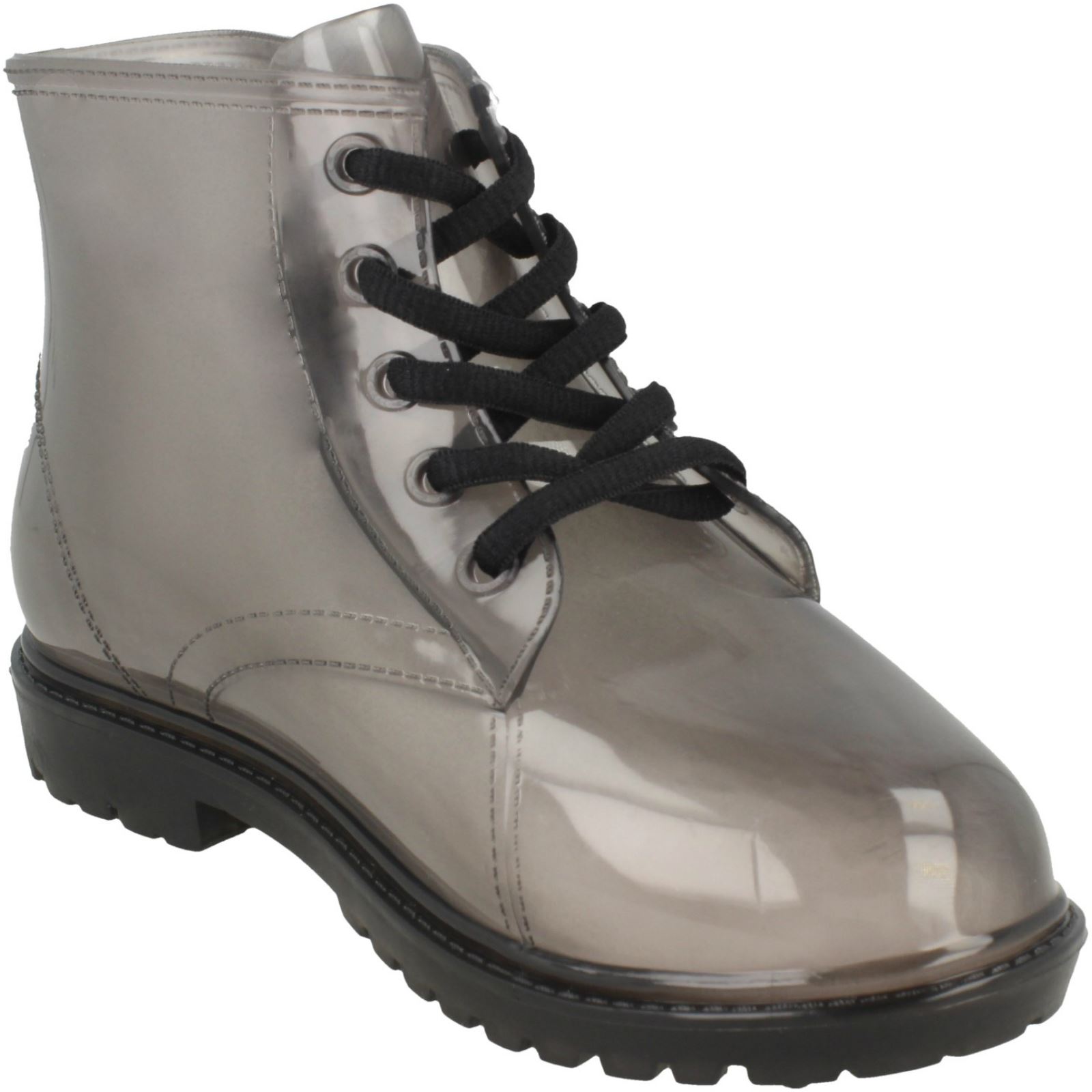 Girls Spot On Lace Up Jelly Look Wellington Boot - Picture 45 of 46