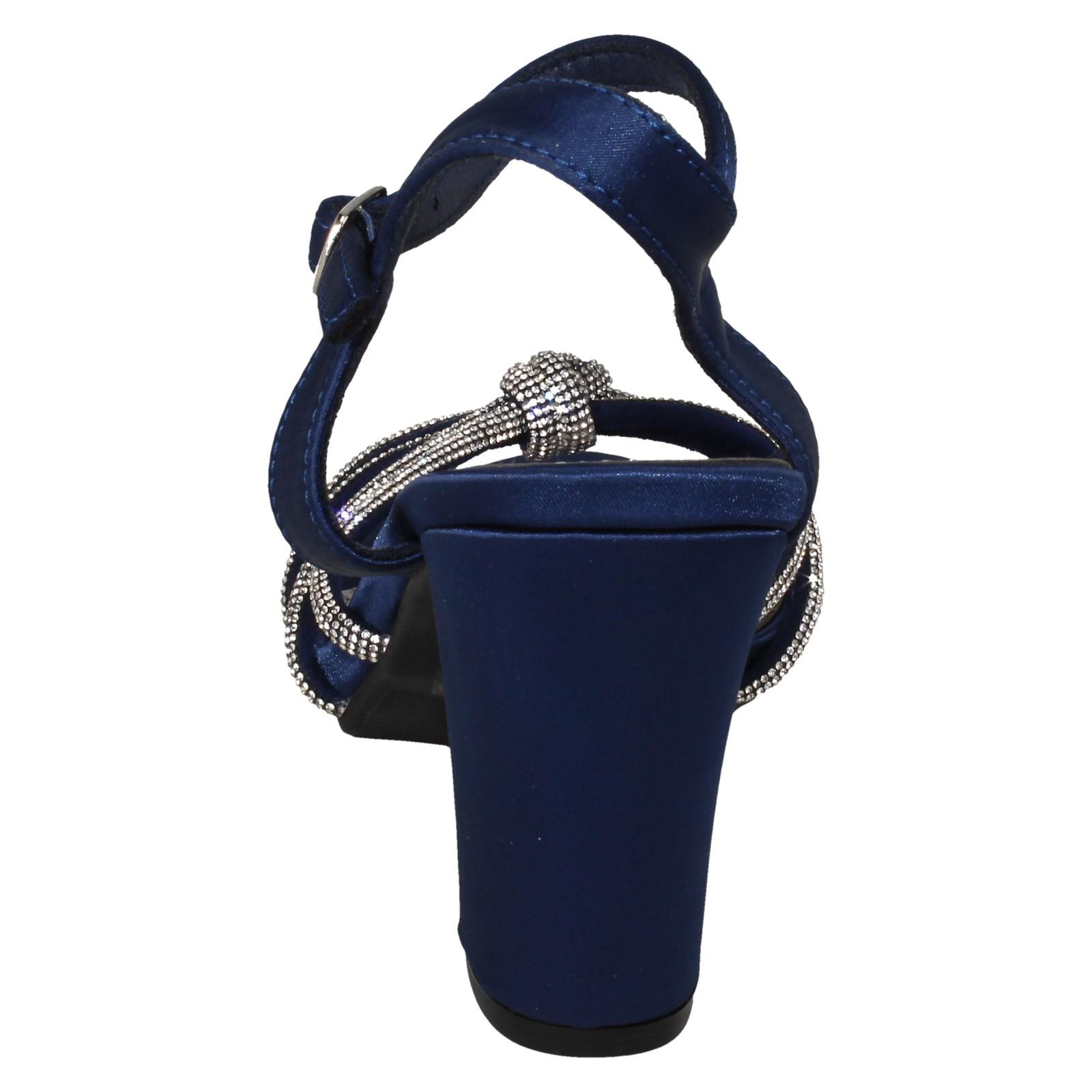 Ladies Anne Michelle High Block Heel Diamante Knot Sandals F12051 - Picture 14 of 28
