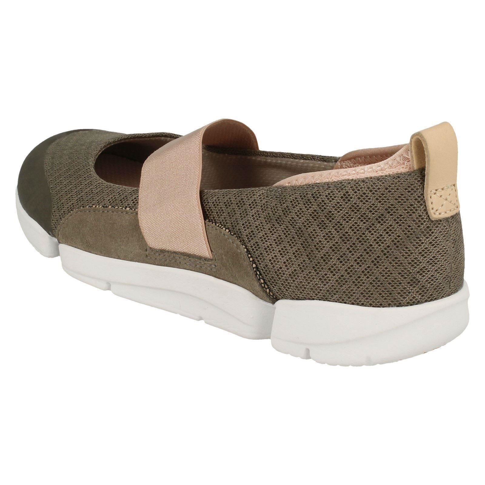 Ladies Clarks Tri Allie Black Khaki Or Pink Leather /& Textile Casual Shoes