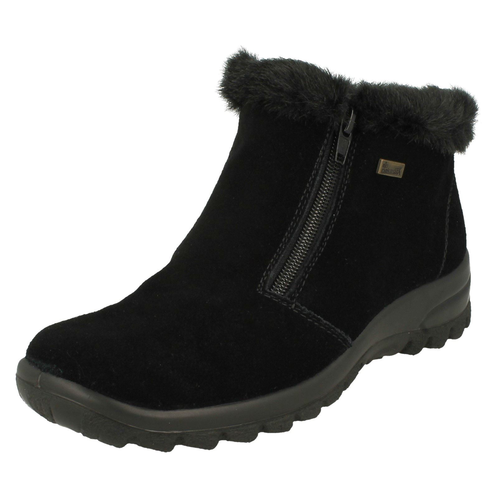ladies black fur lined ankle boots