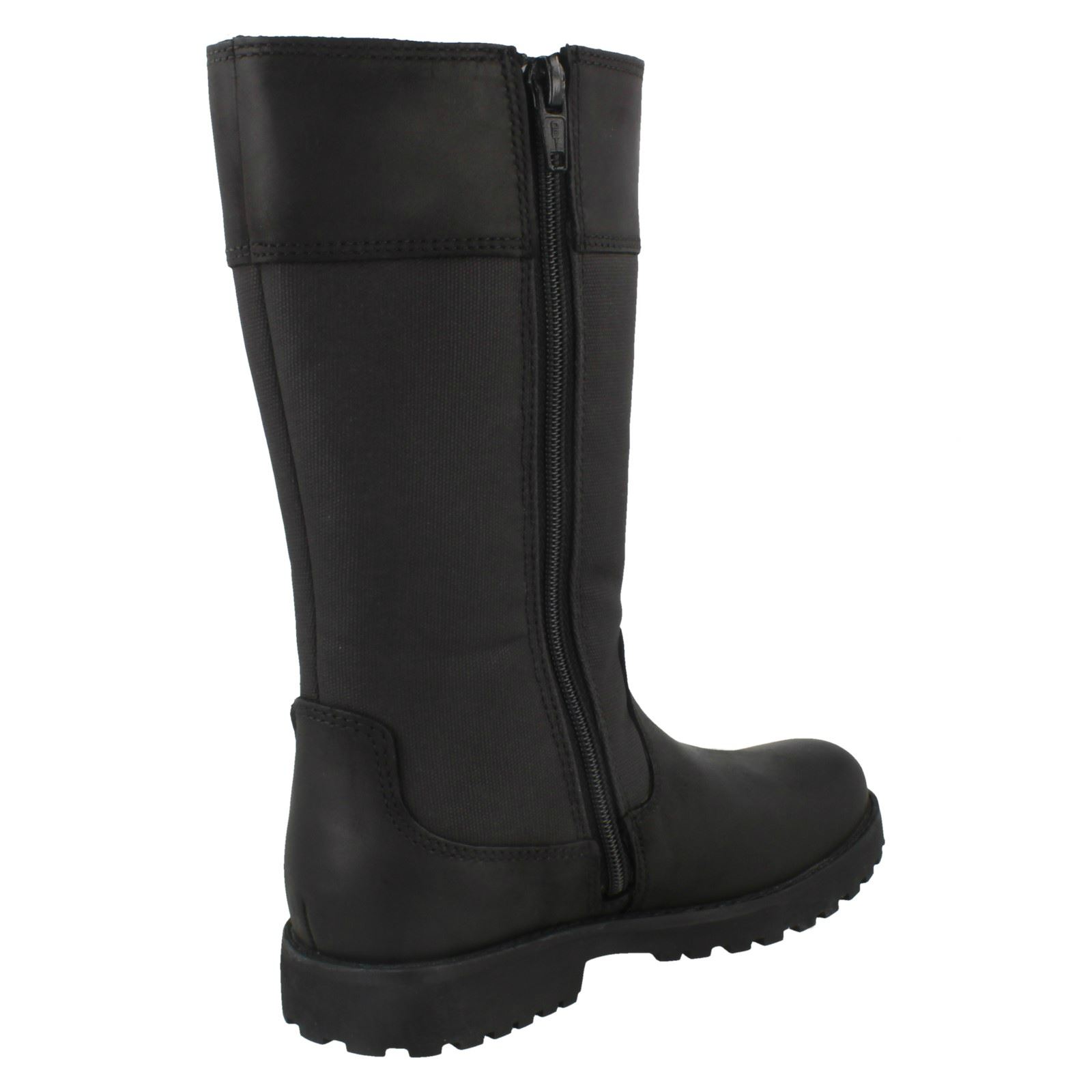 BNIB Clarks Rhea Wish GTX Girls Black Leather Gore-Tex Boots F//G//H Fitting